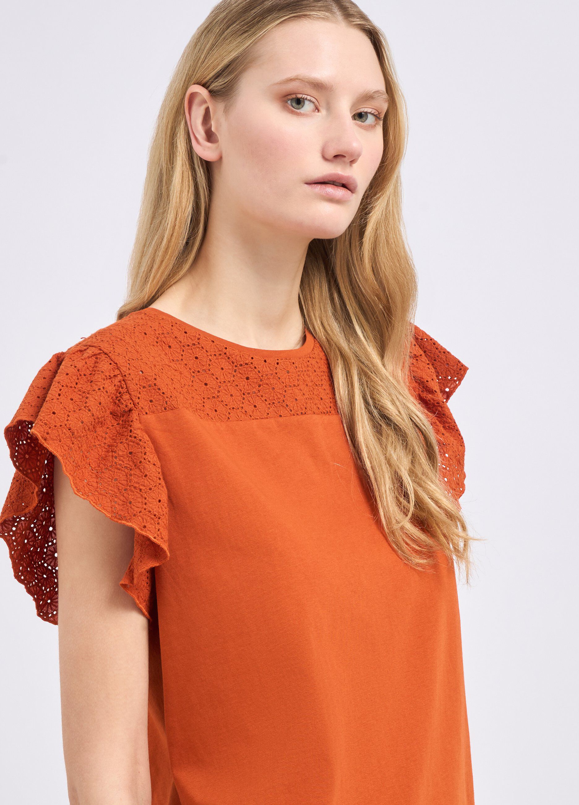 T-shirt in puro cotone con maniche ad aletta donna_2