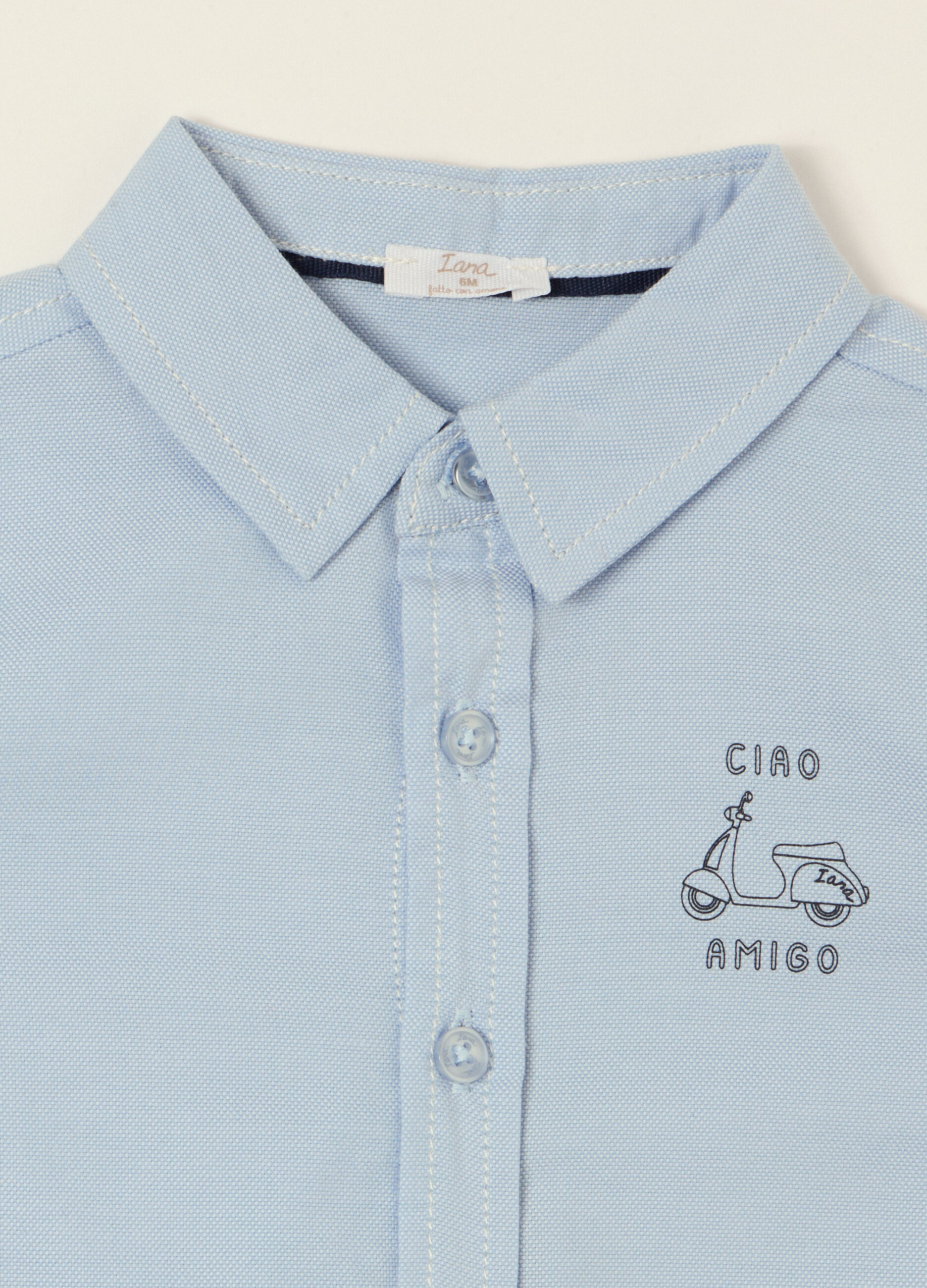 Camicia azzurra a maniche lunghe in puro cotone_2