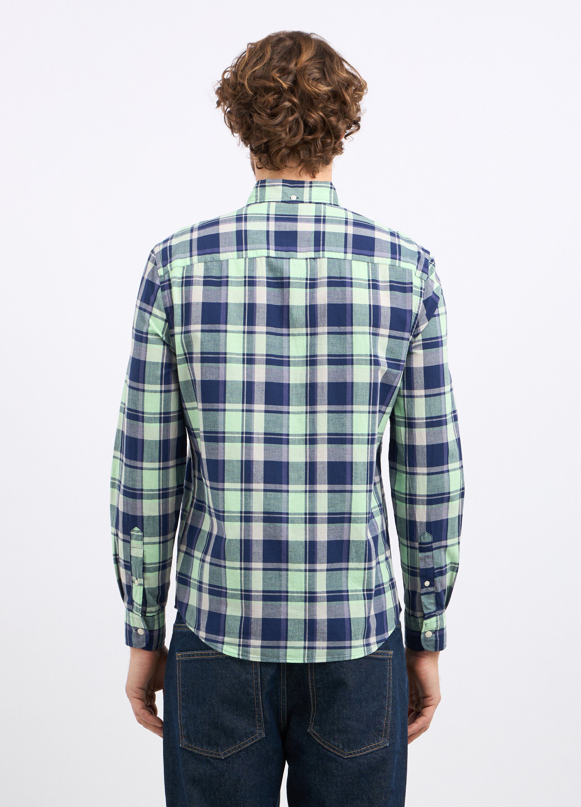Camicia a quadri in puro cotone uomo_1