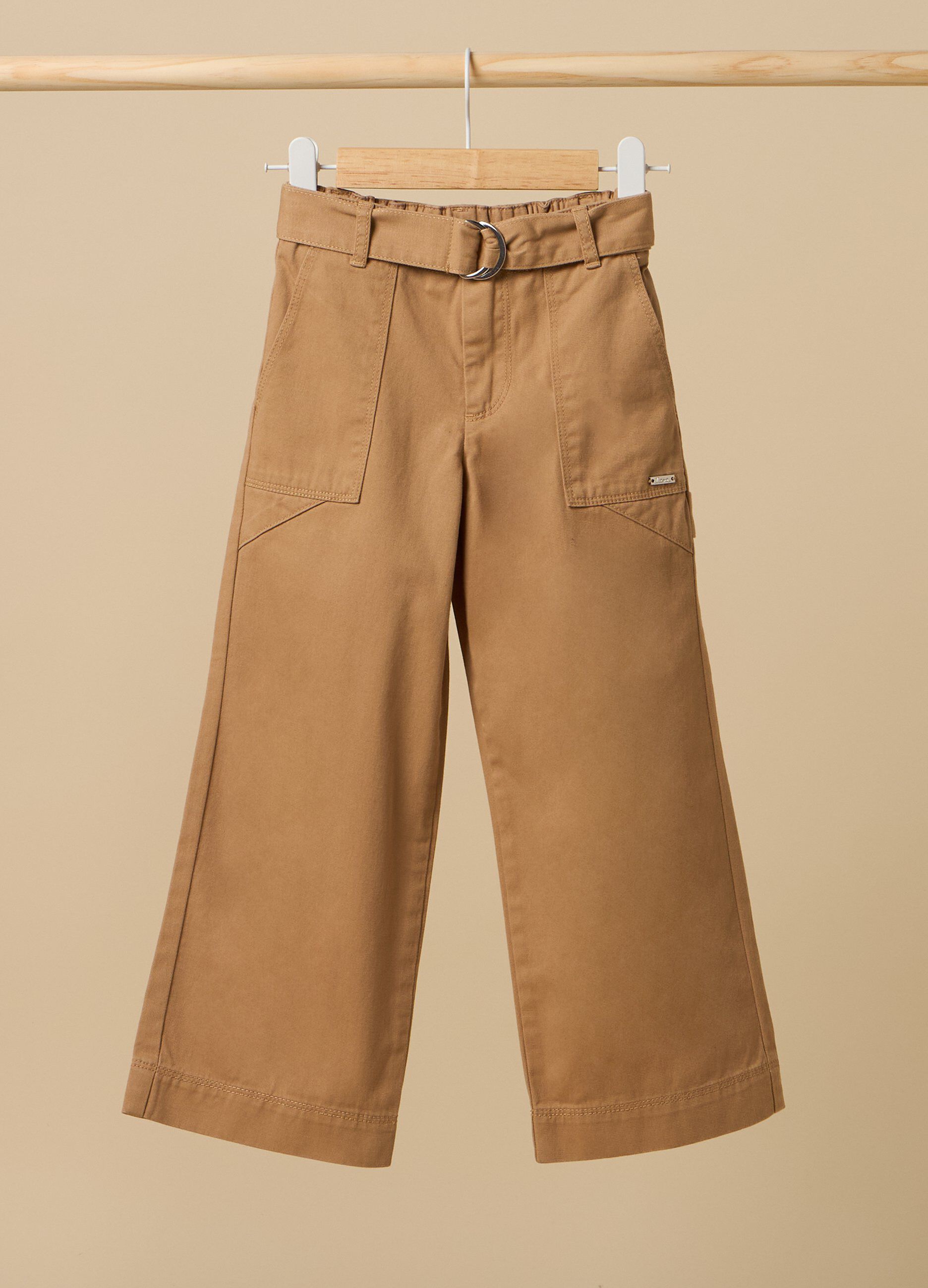 Pantaloni IANA wide leg in puro cotone bambina_0