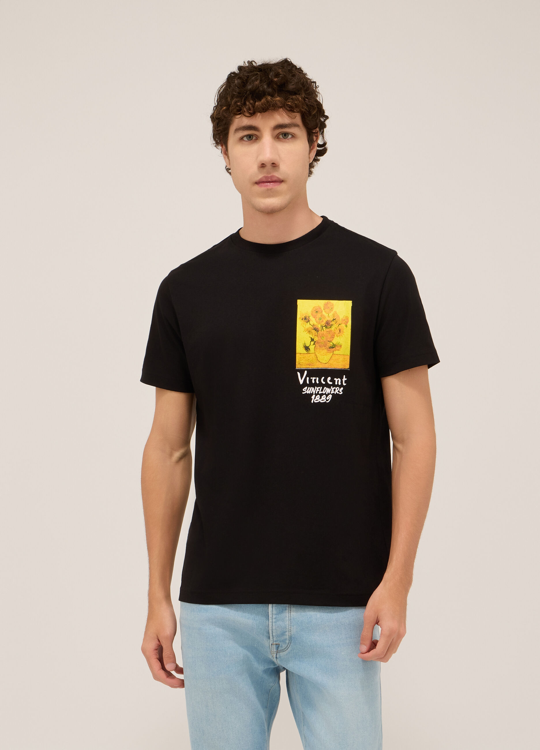 T-shirt in jersey di cotone con stampa uomo_0