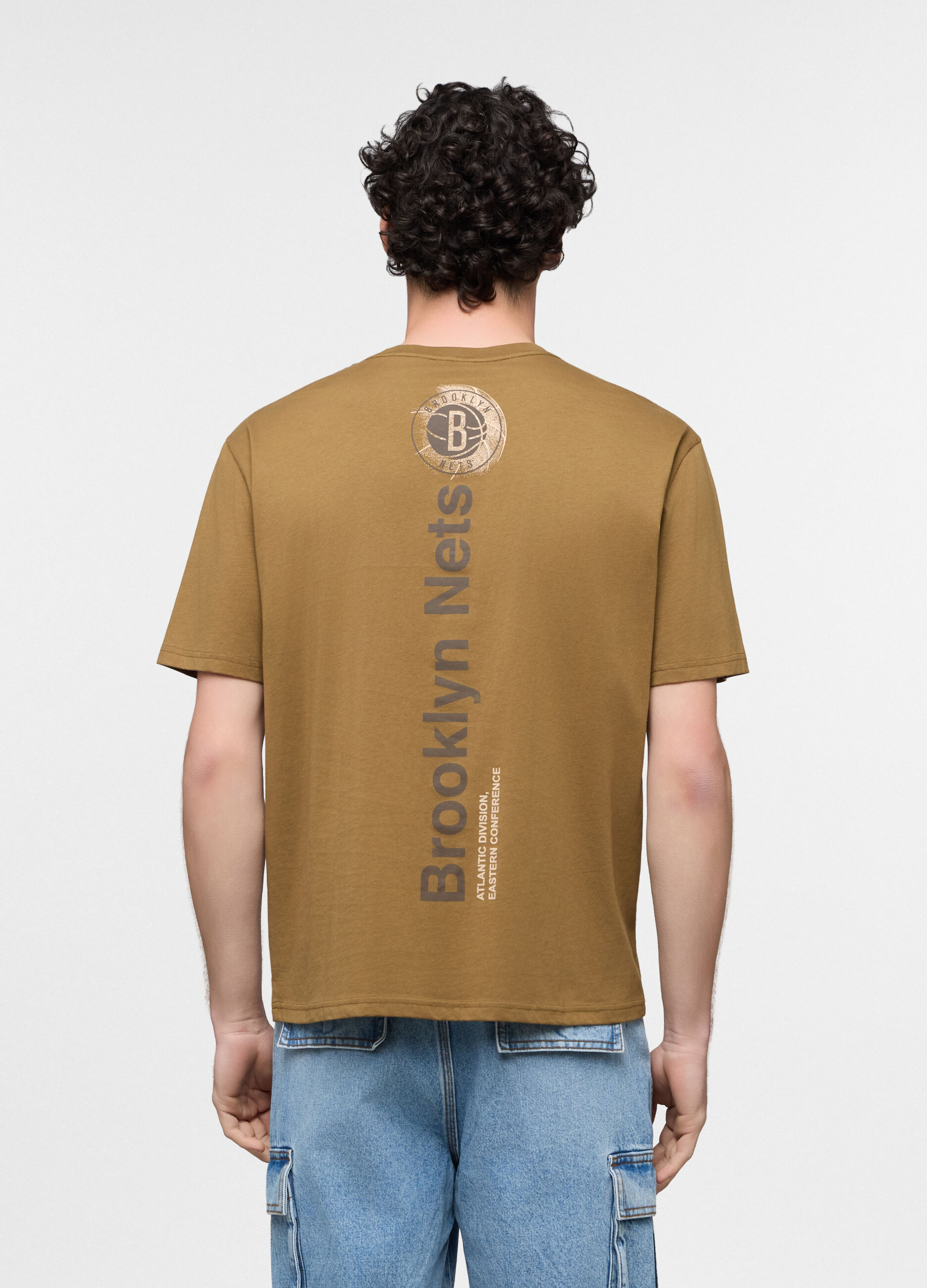 T-shirt girocollo Brooklyn Nets di cotone uomo_1