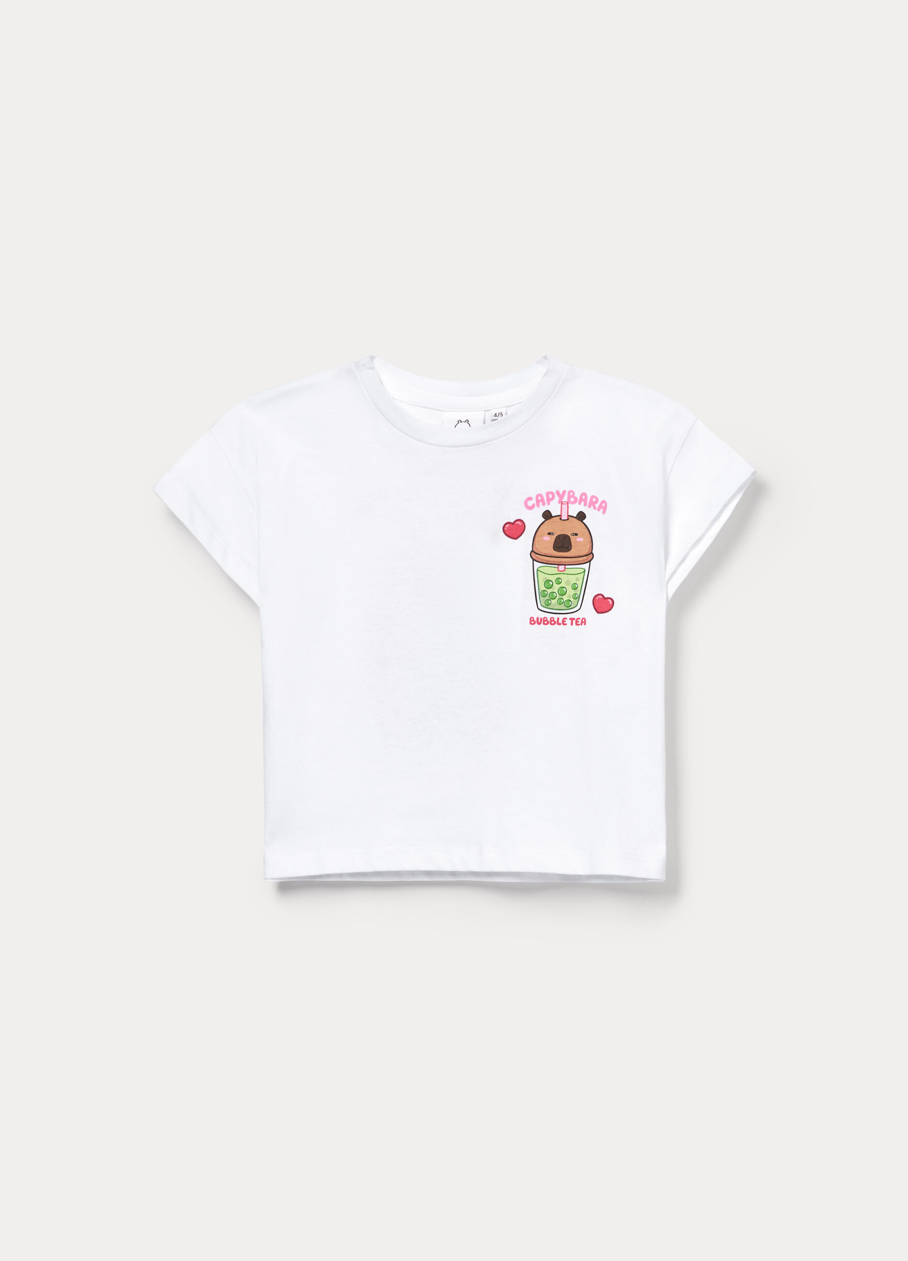 T-shirt girocollo Capybara in jersey di puro cotone bambina_0
