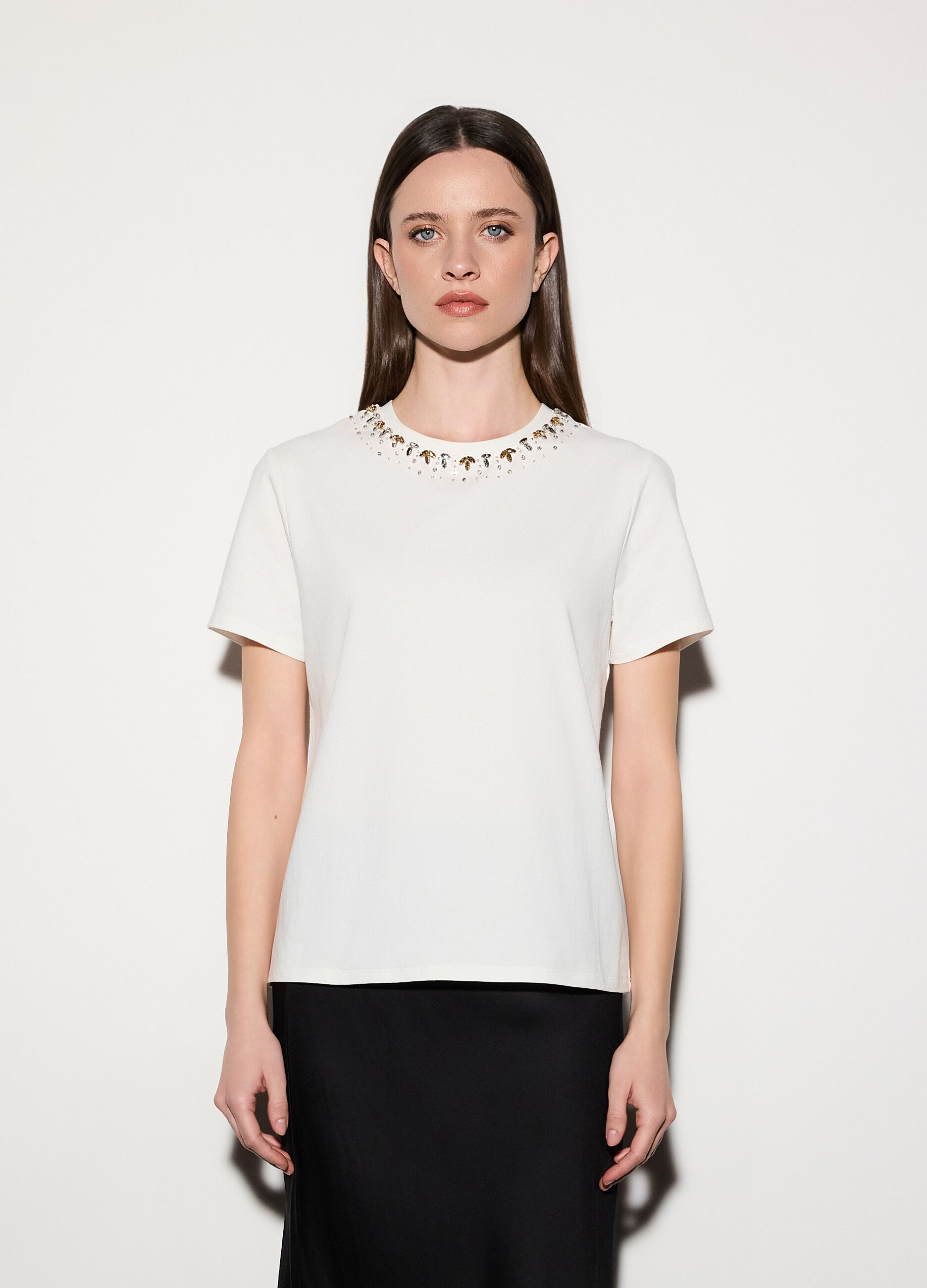 T-shirt girocollo stretch donna_1