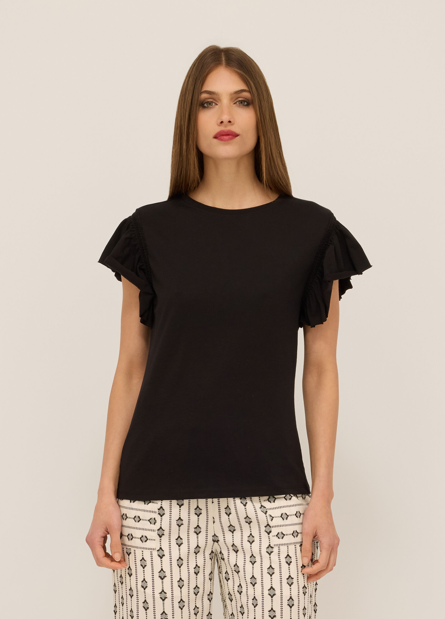 T-shirt in jersey di puro cotone donna_0