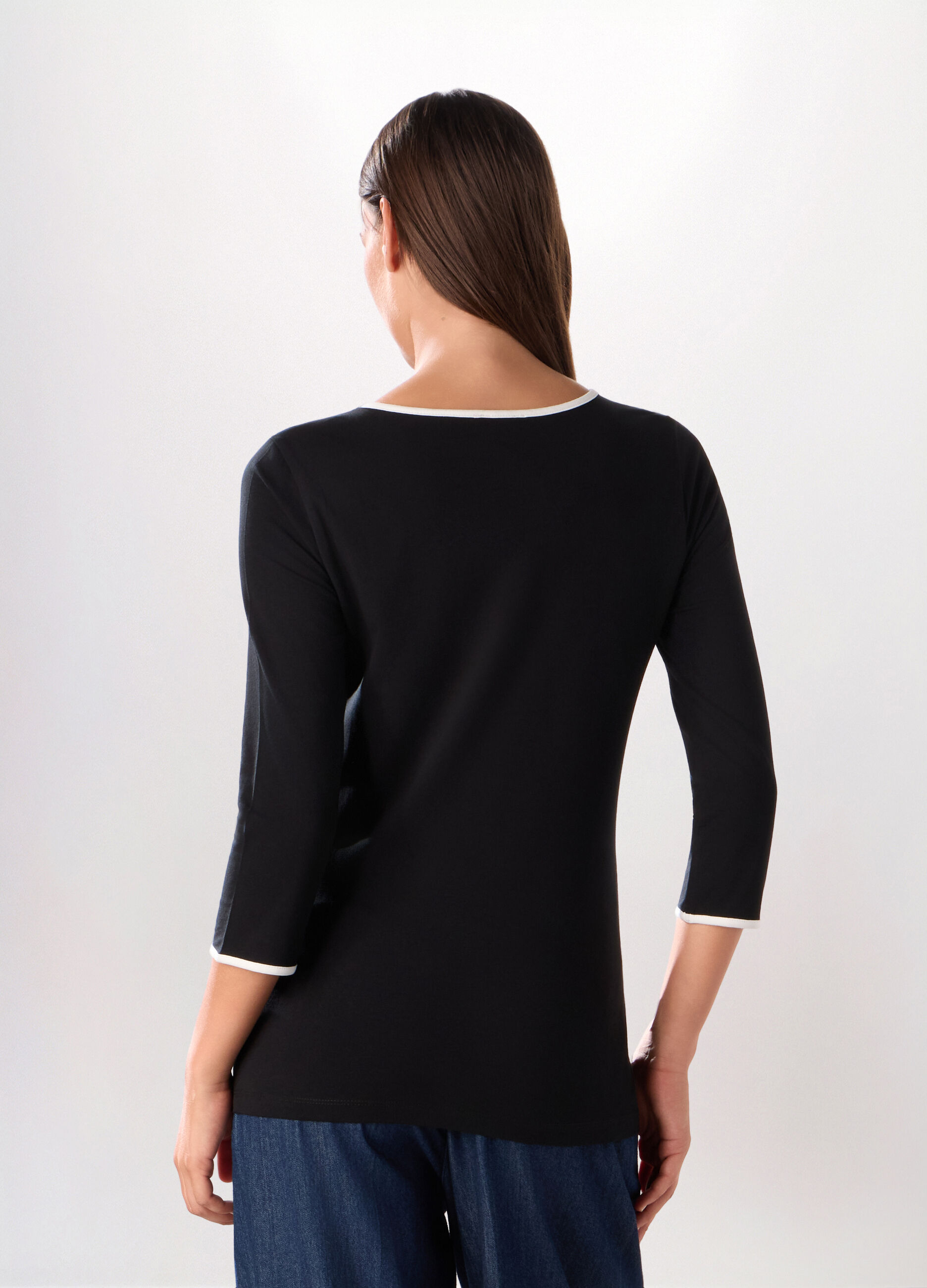T-shirt in jersey di cotone stretch donna_1