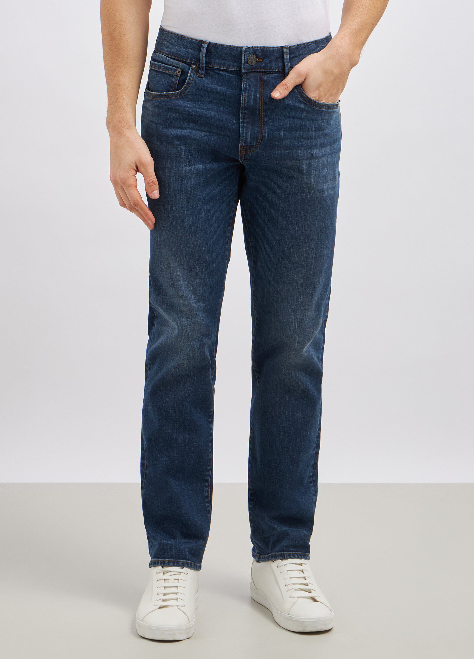 Pantaloni in denim di cotone stretch uomo_1