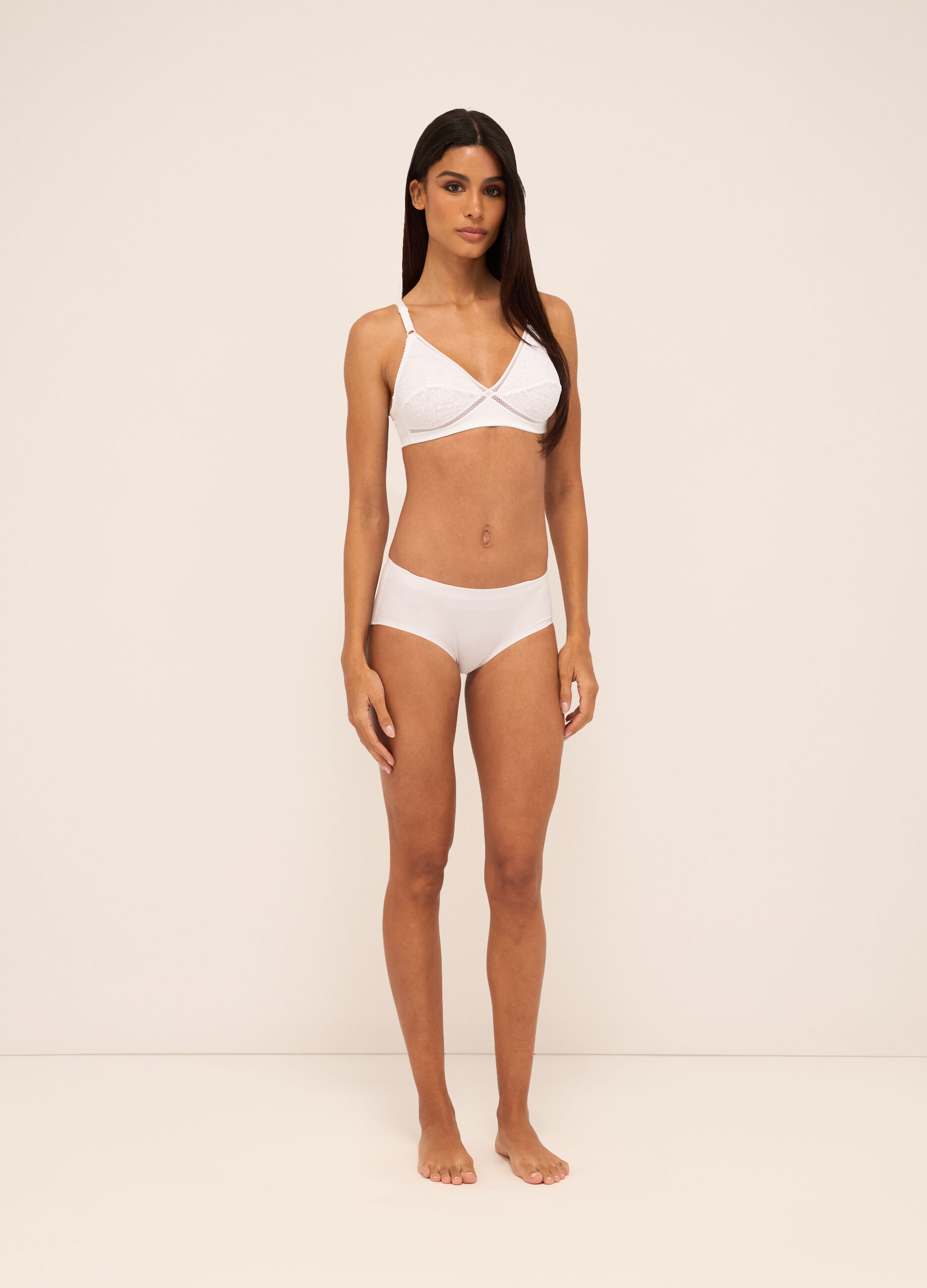 Reggiseno imbottito con ricami in puro cotone donna_0