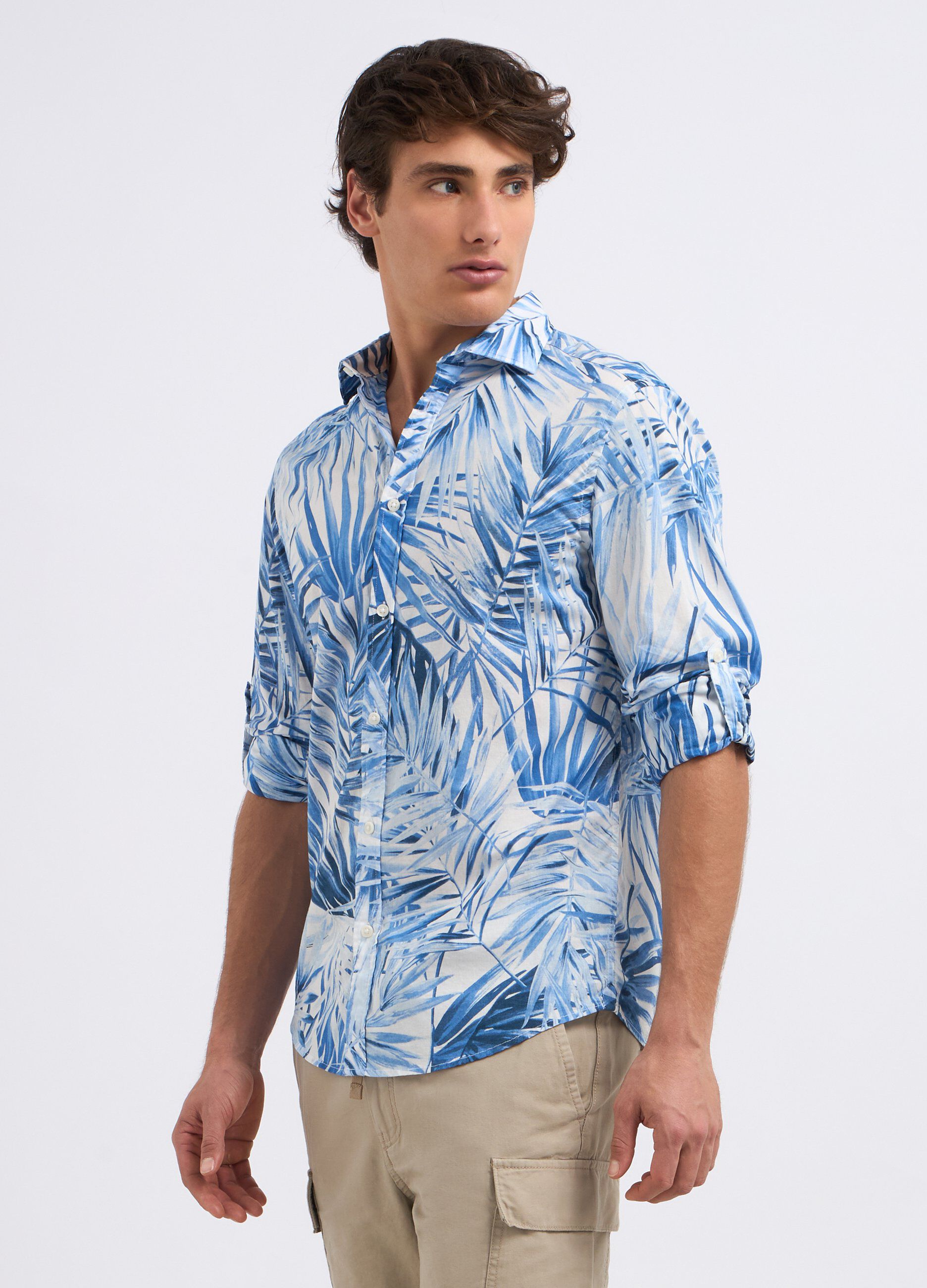 Camicia in puro cotone con stampa uomo_0