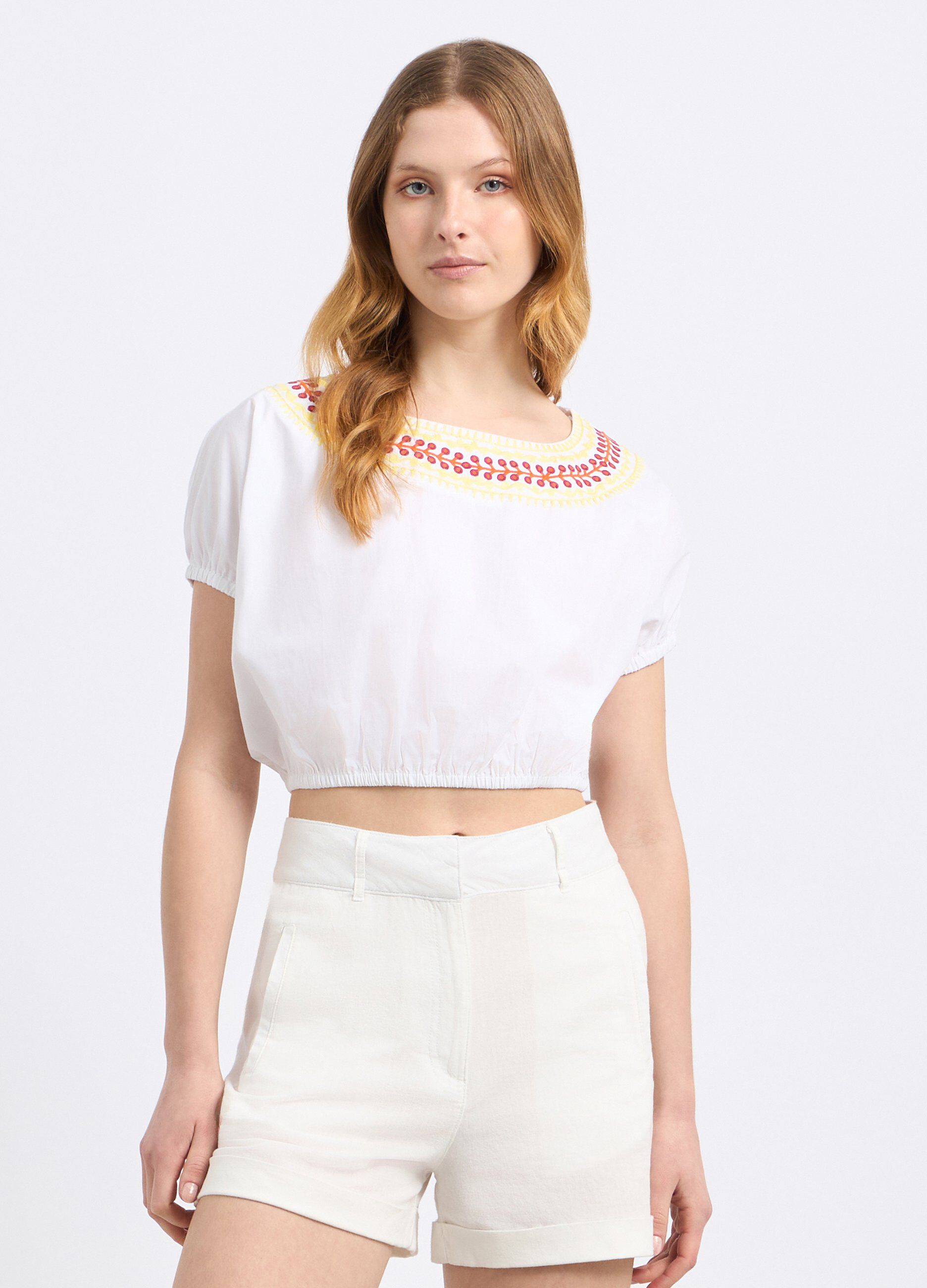 Blusa cropped in puro cotone donna_0