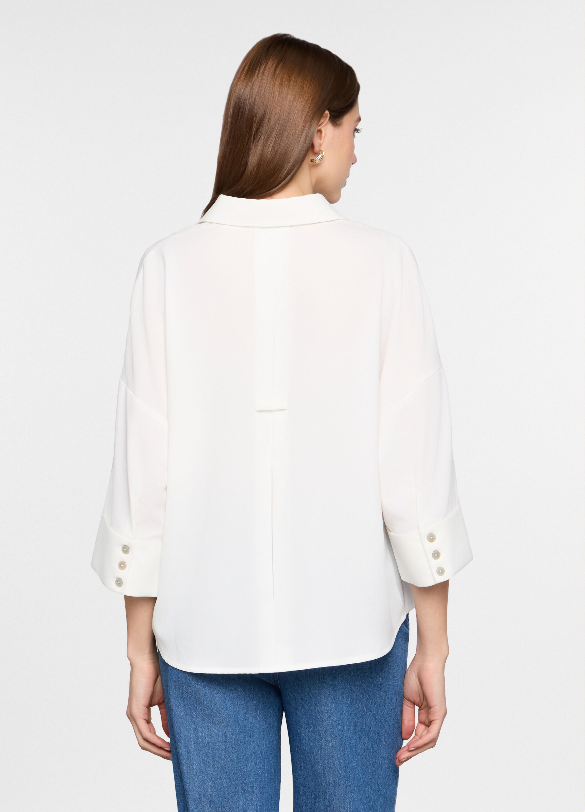 Camicia over fit con scollo a V donna_1