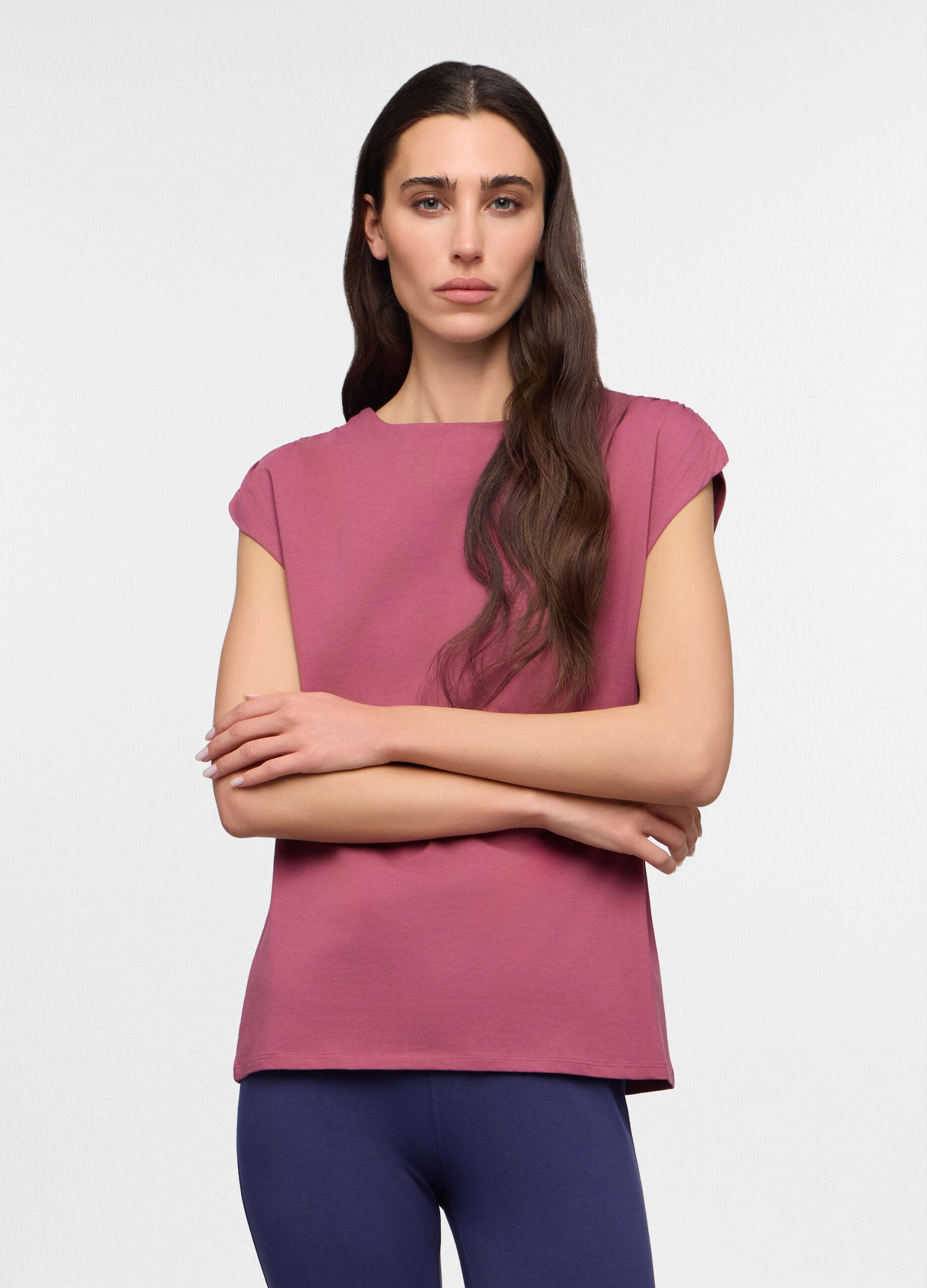 T-shirt girocollo stretch donna_0