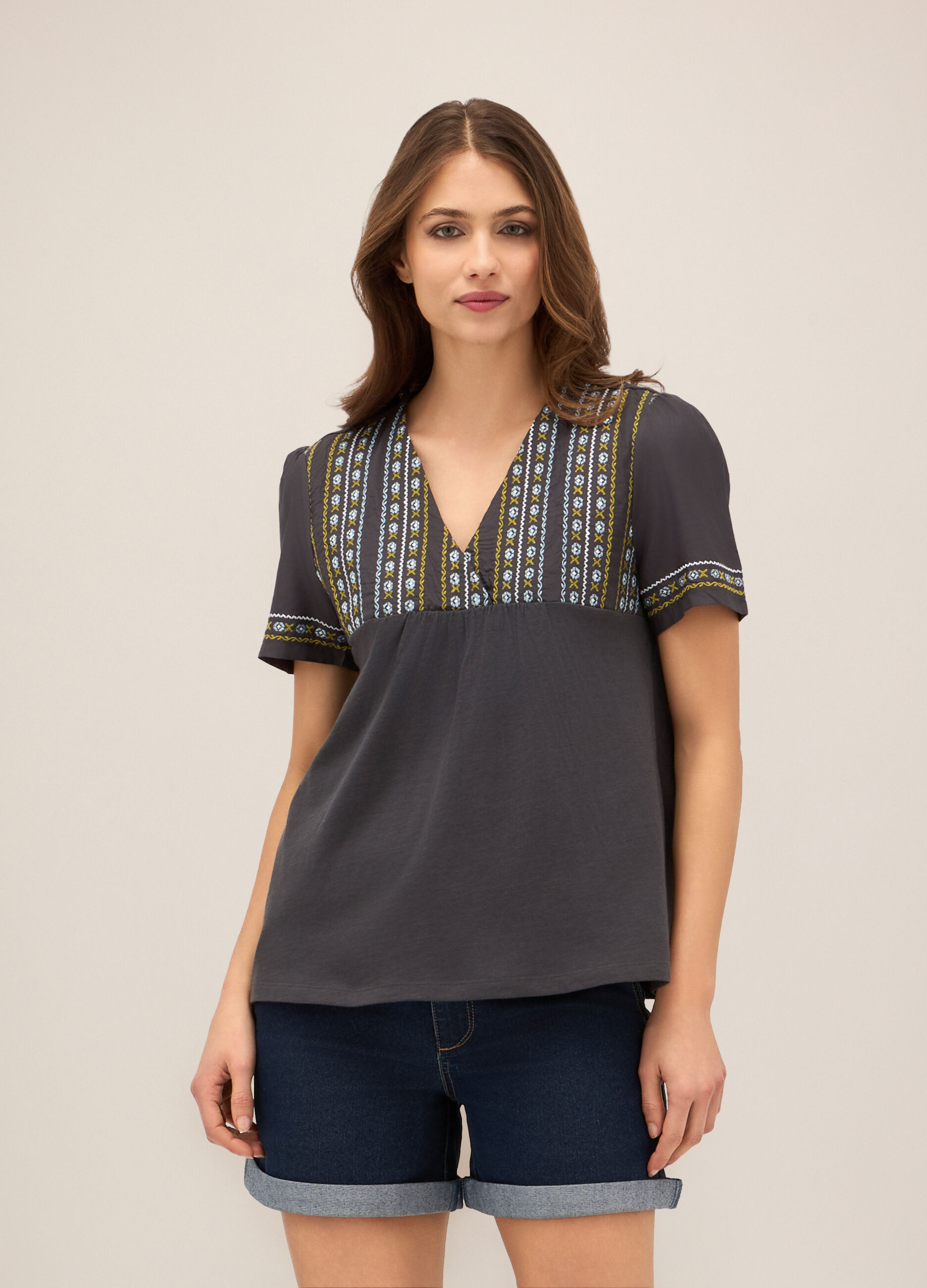 T-shirt in jersey di cotone donna_0