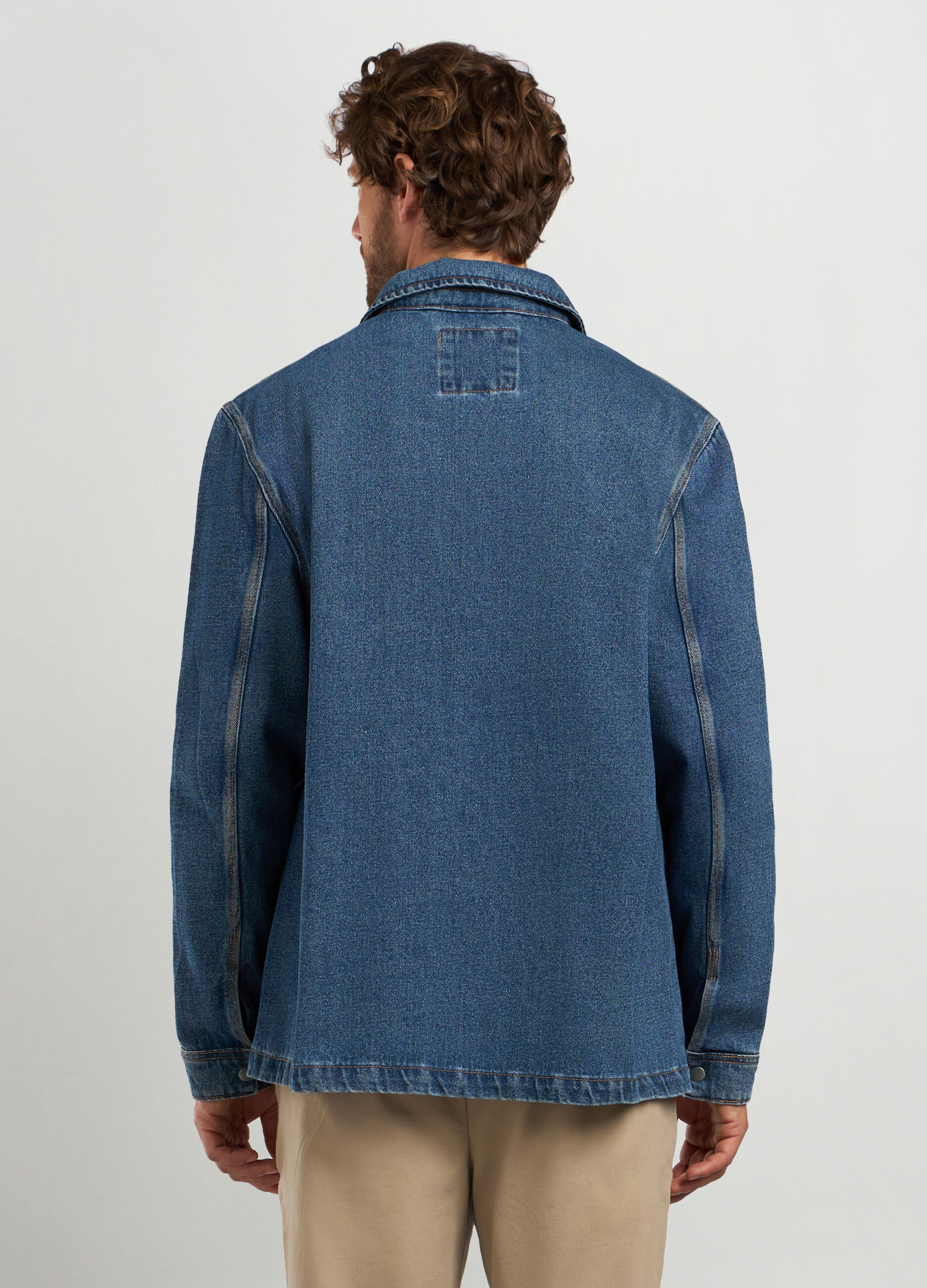 Overshirt in denim di puro cotone uomo_1
