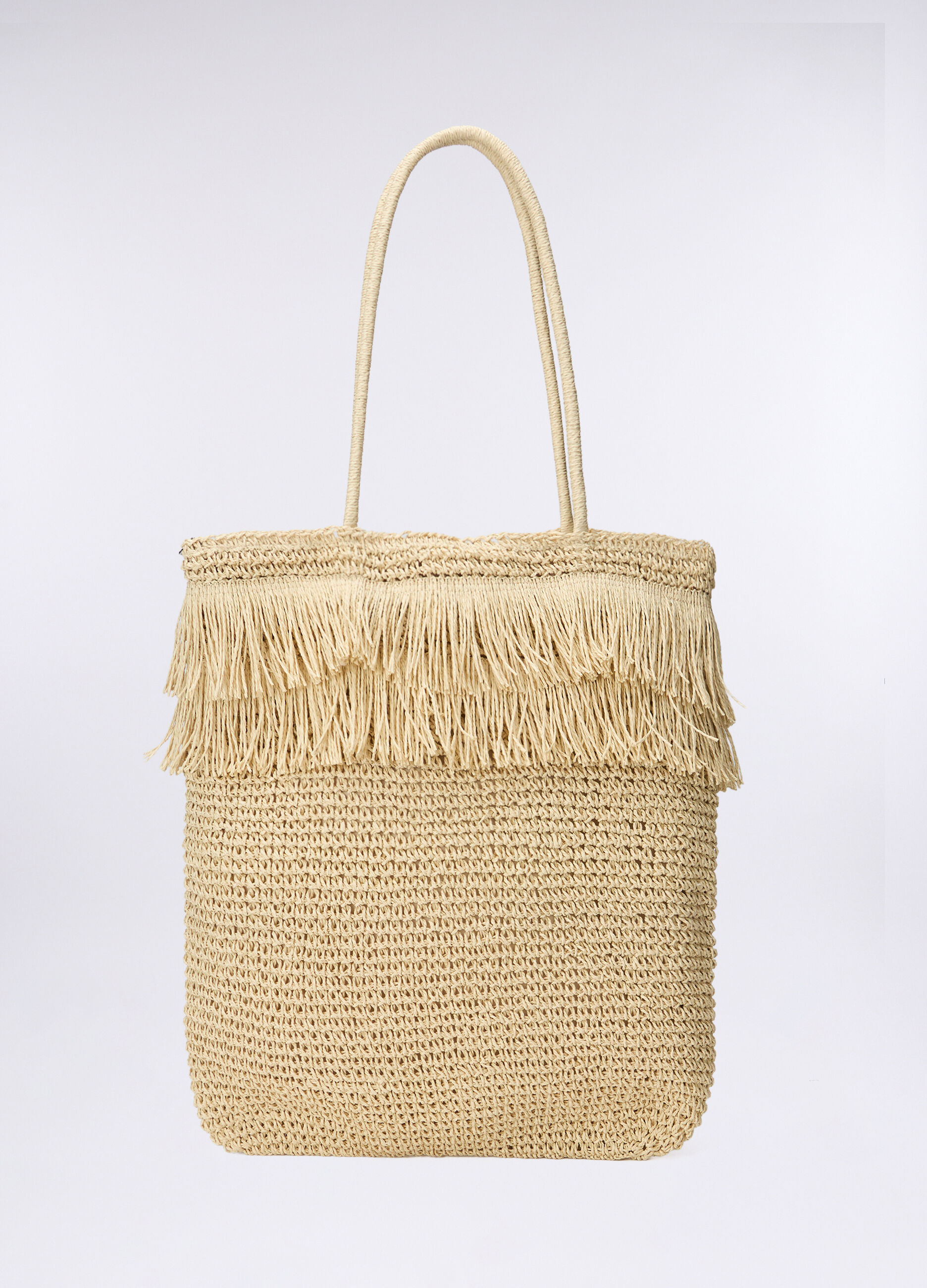Borsa mare a spalla in carta tessile donna_0