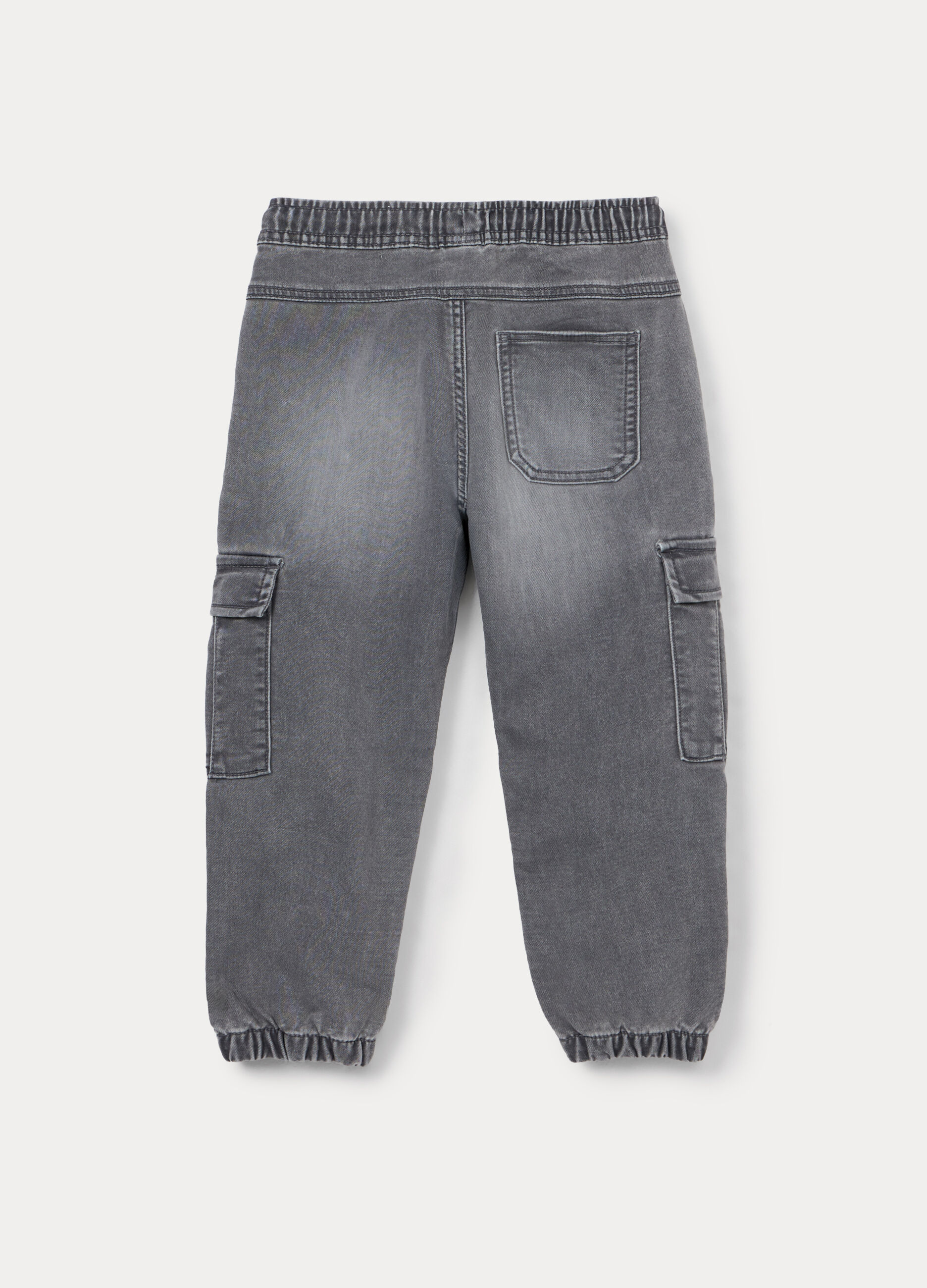 Pantaloni cargo in denim stretch bambino_1