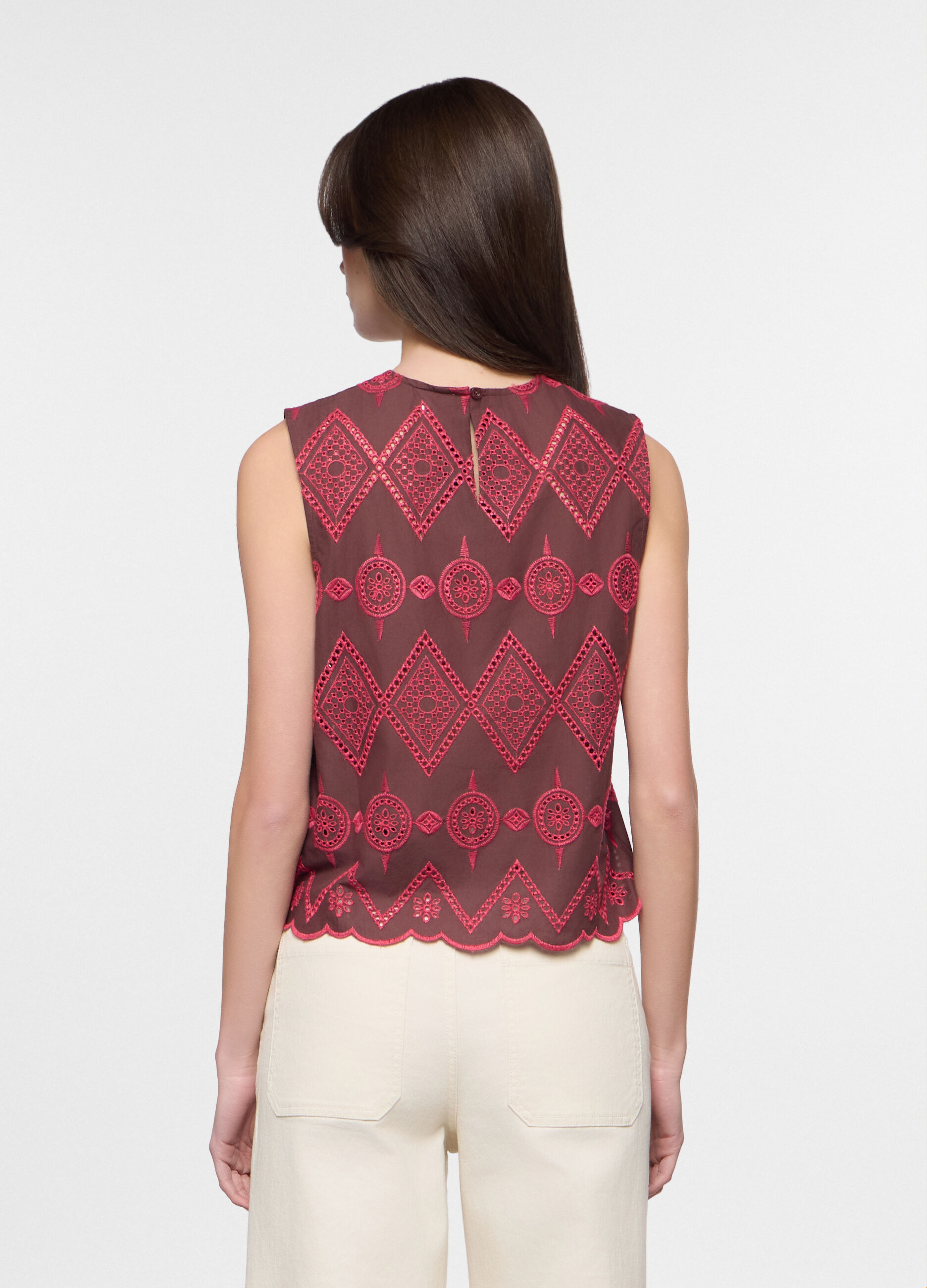 Blusa fit regular girocollo in puro cotone donna