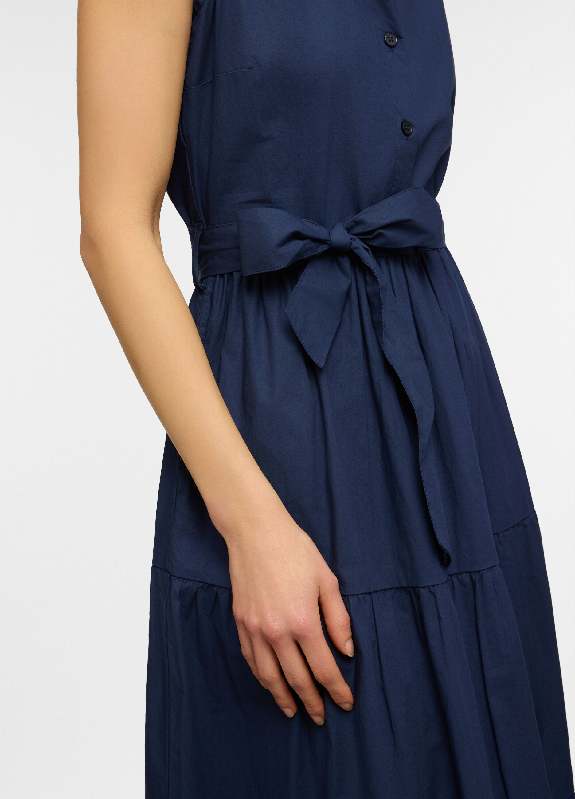 Vestito lungo a balze in popeline di puro cotone donna_2