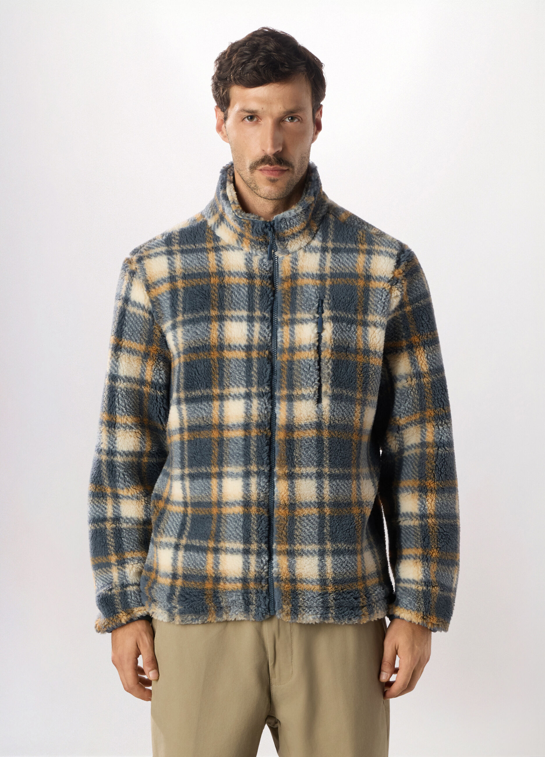 Felpa in pile con zip intera uomo_0