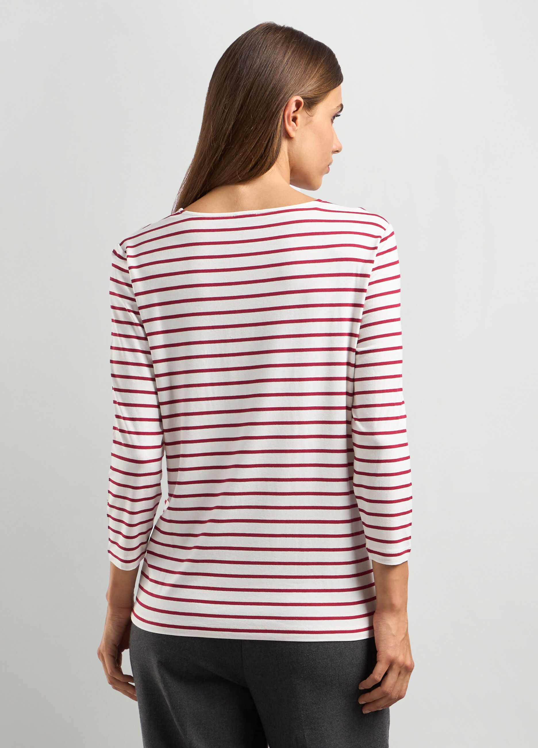 T-shirt rigata in viscosa stretch donna_1