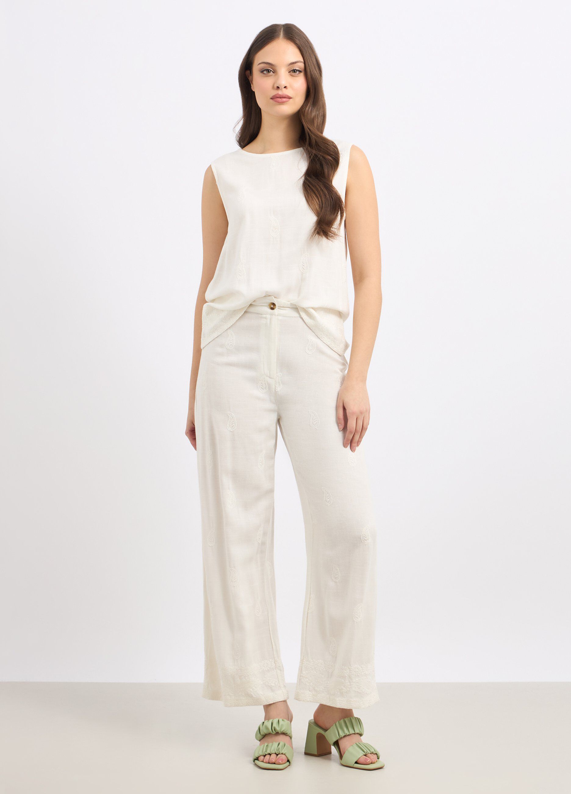 Pantaloni in misto lino donna_0