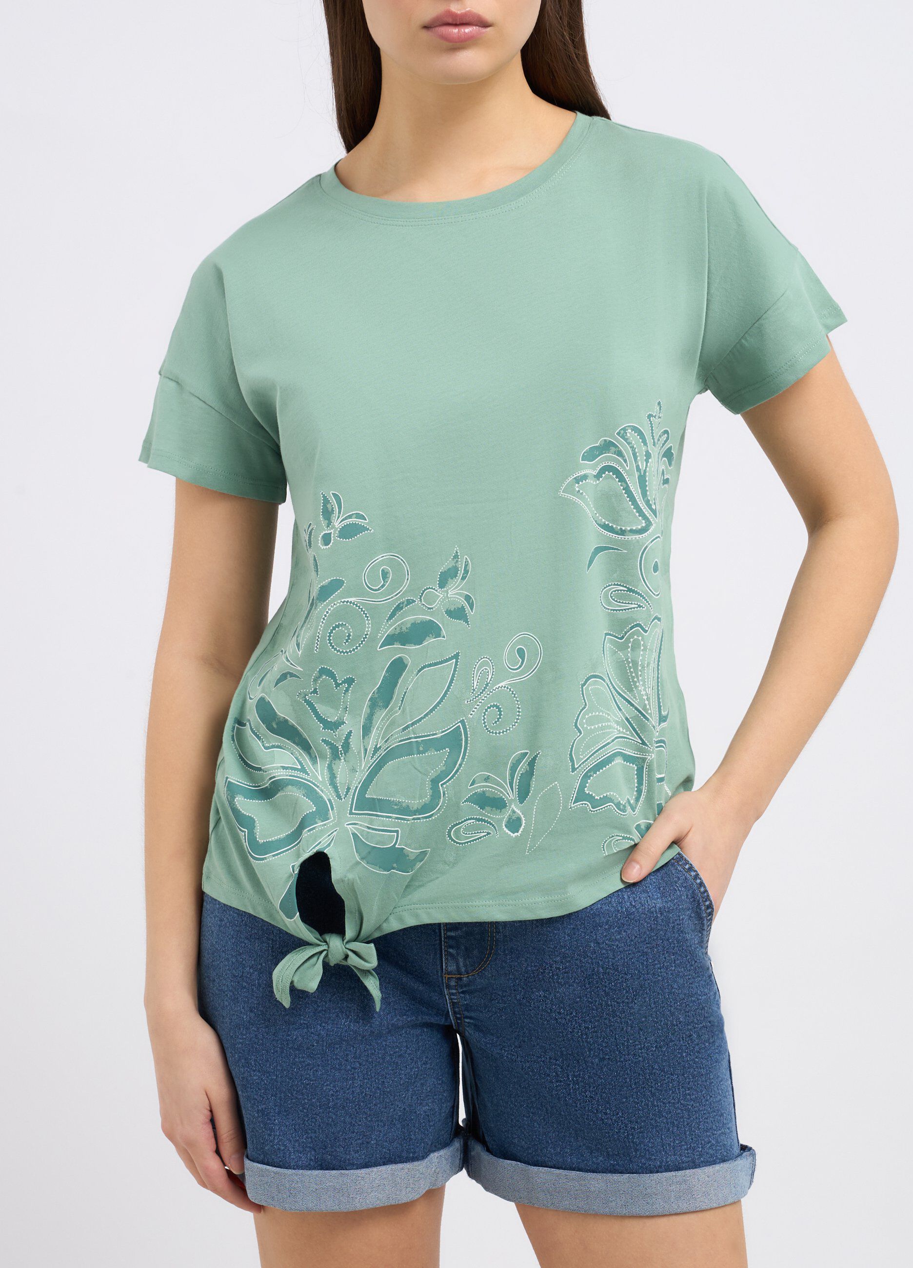T-shirt in puro cotone biologico con nodo donna_2