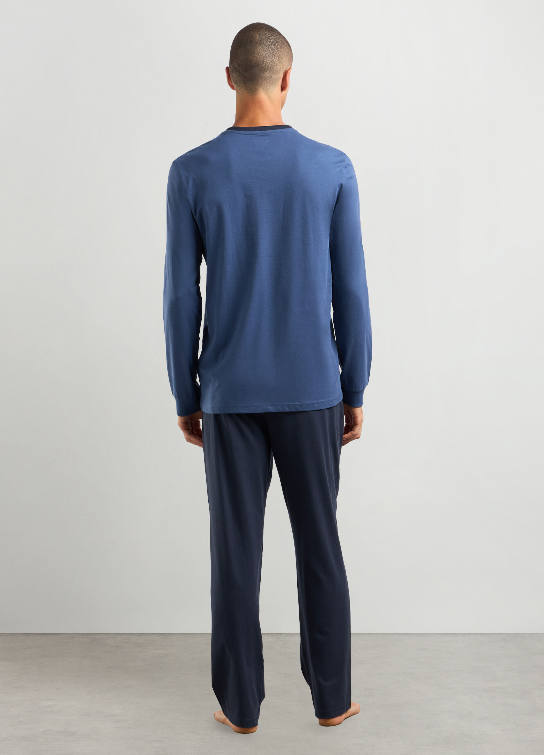 Set pigiama lungo in puro cotone uomo_1