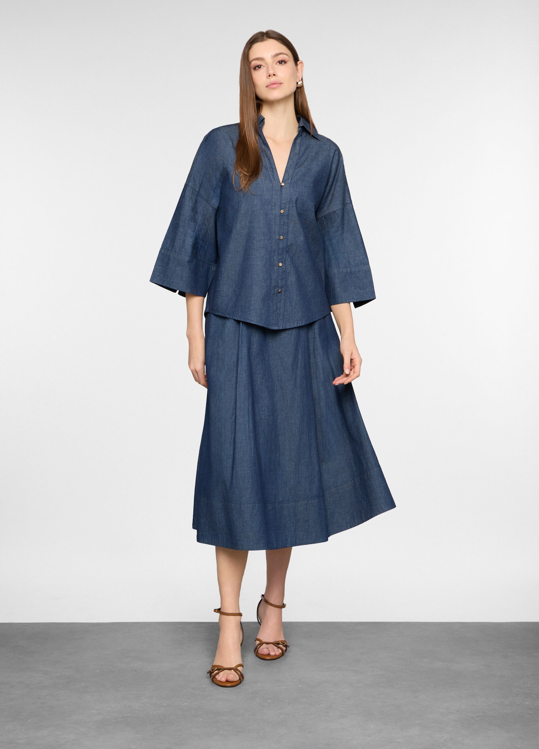 Camicia over fit in chambray donna_1