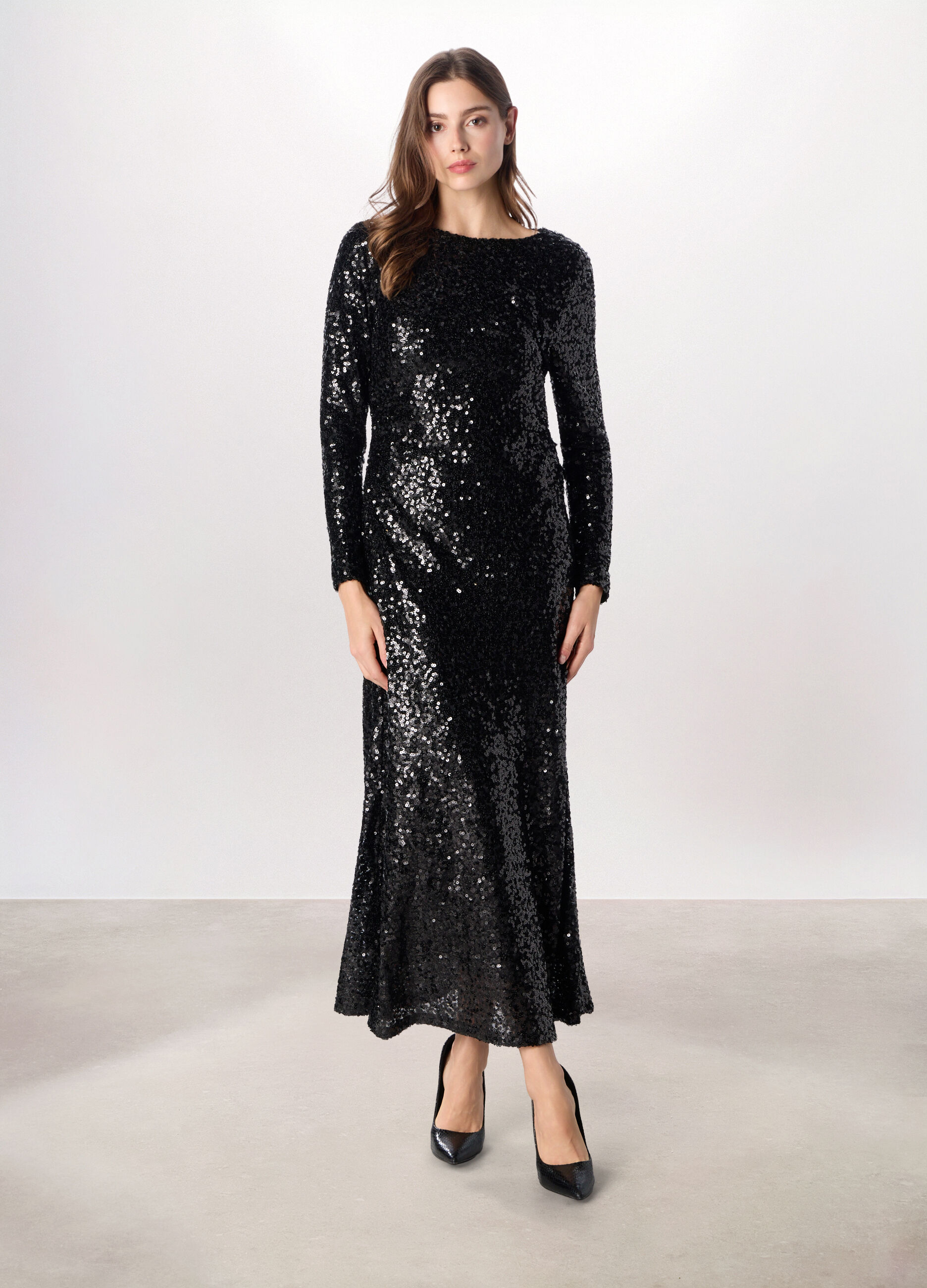 Vestito lungo con paillettes donna_0