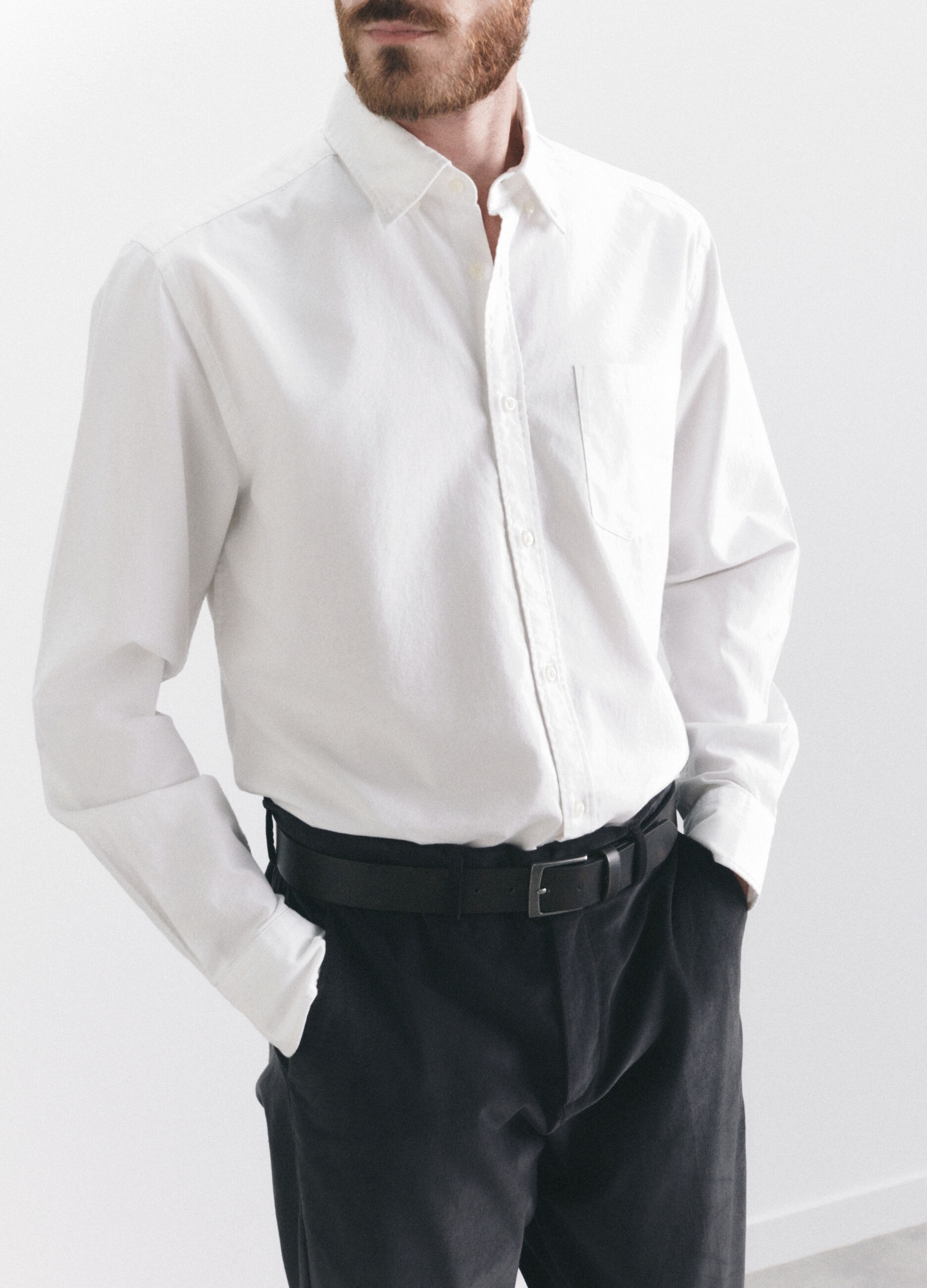 Camicia regular fit colletto button down in cotone uomo