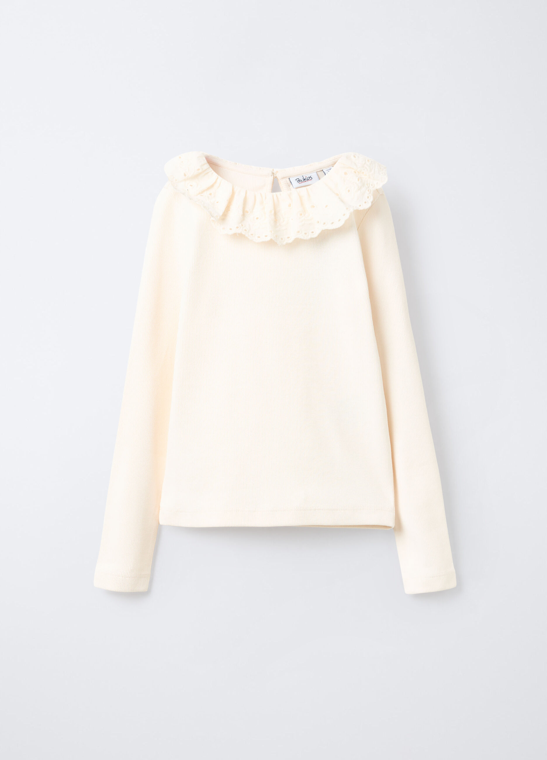 T-shirt in costina di cotone stretch bambina_0