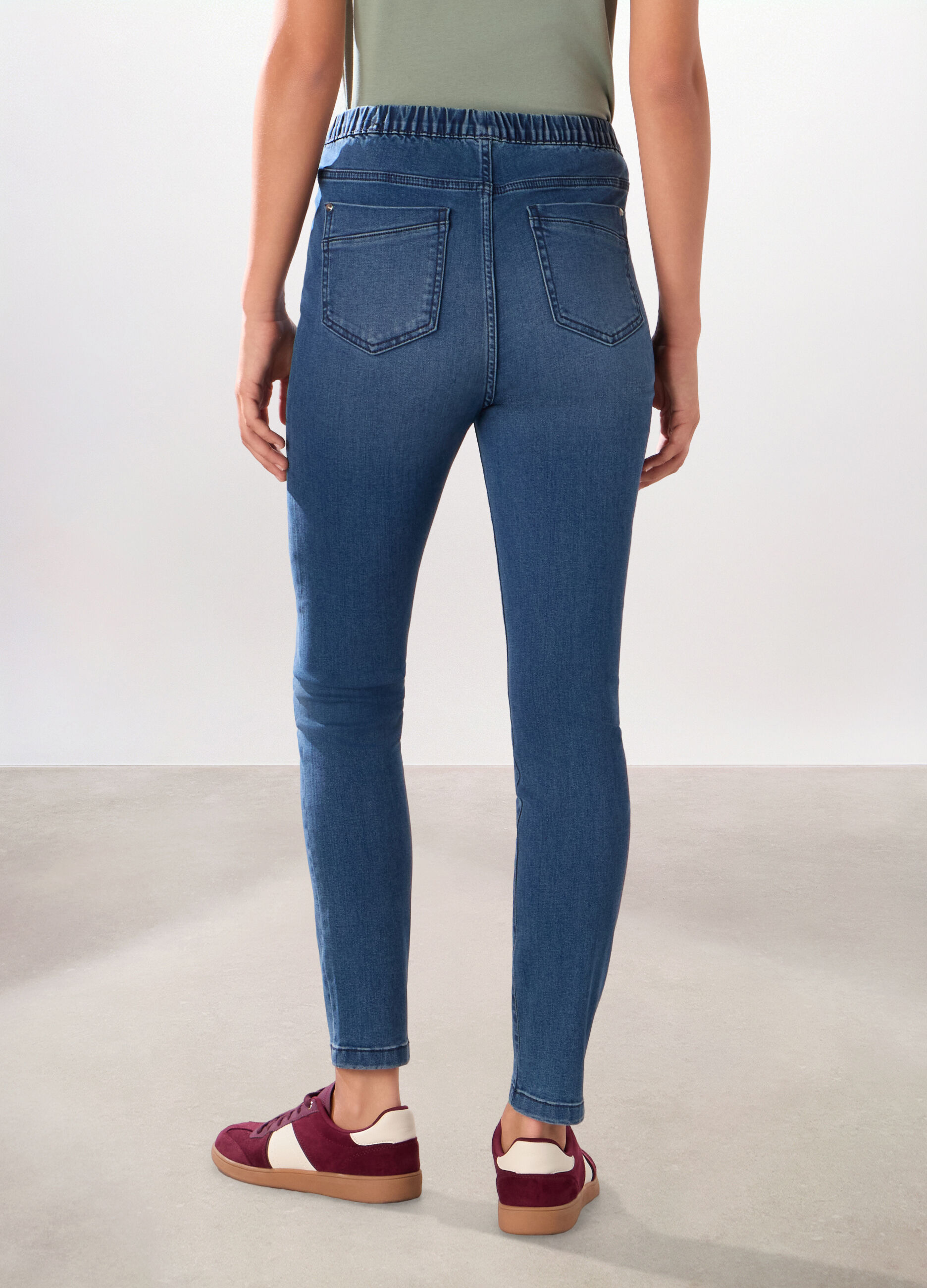 Jeggings in stretch denim di misto cotone donna_1