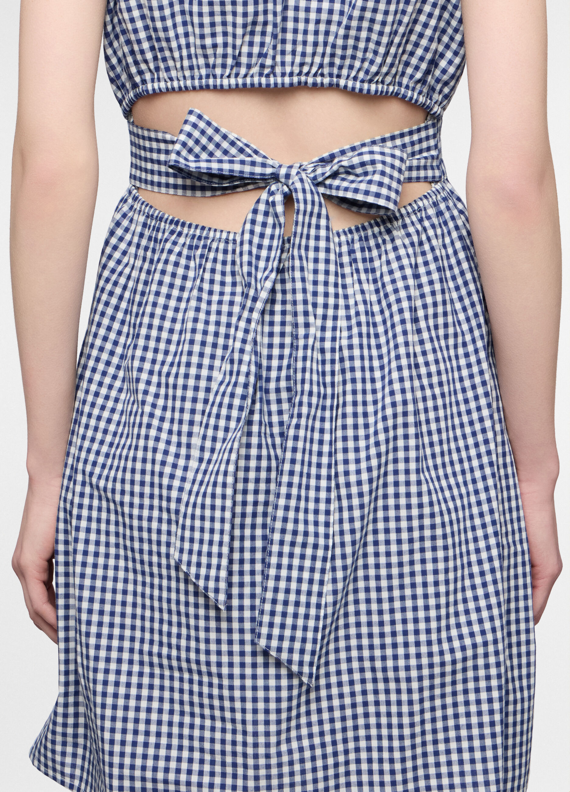 Abito corto fitted in popeline di puro cotone donna_2