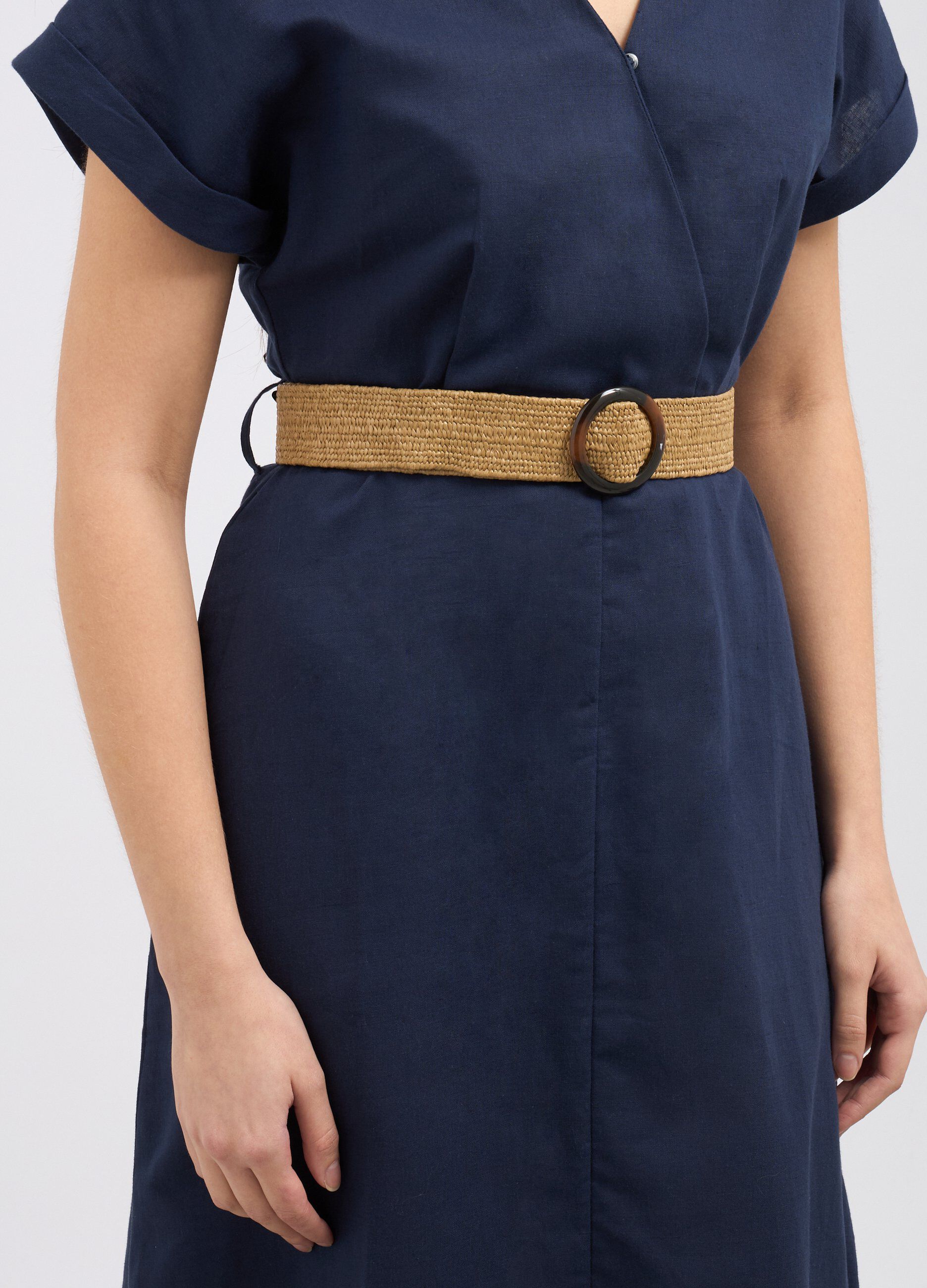 Abito lungo in misto lino donna_2