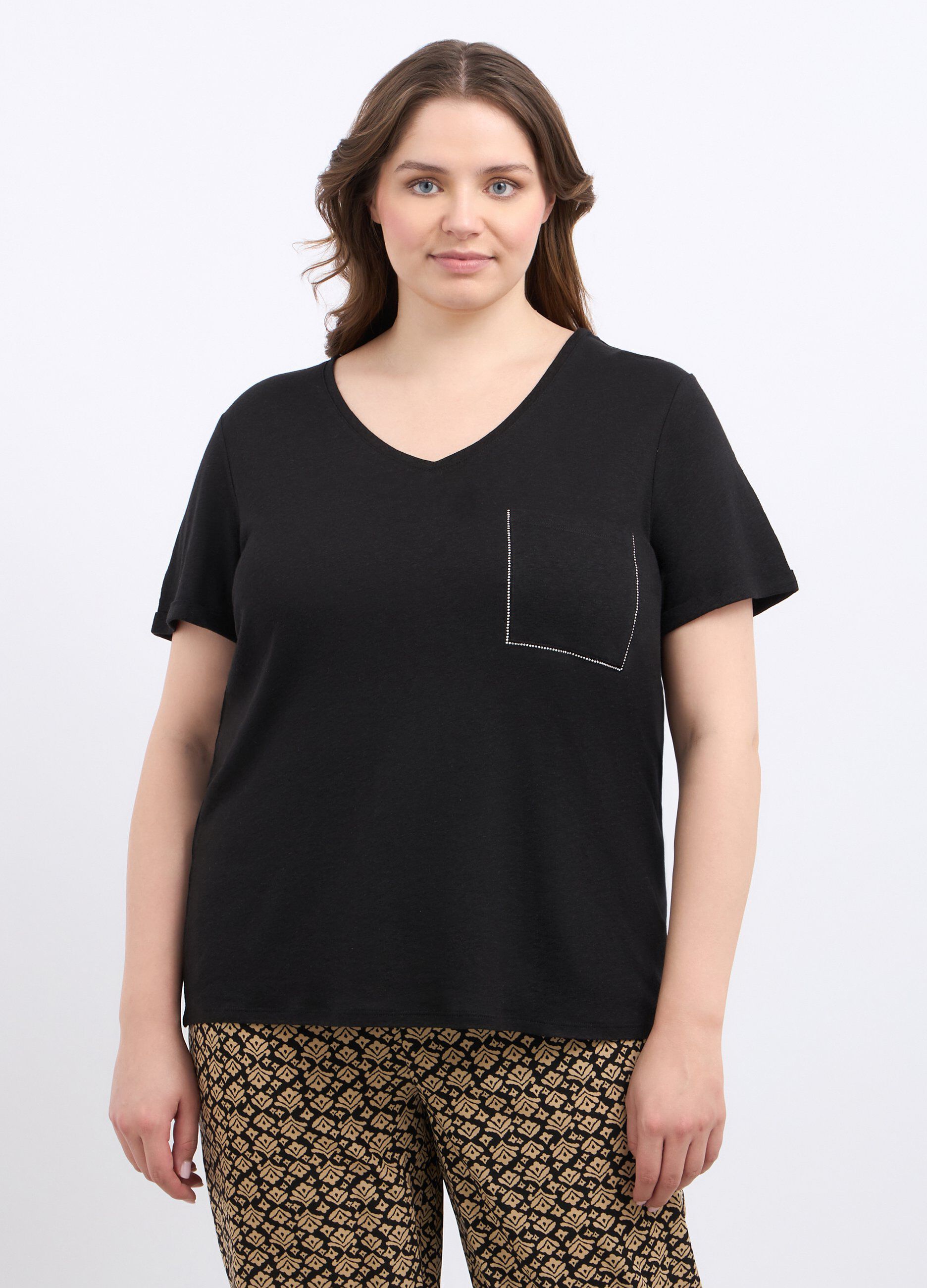 T-shirt in misto lino donna curvy_0