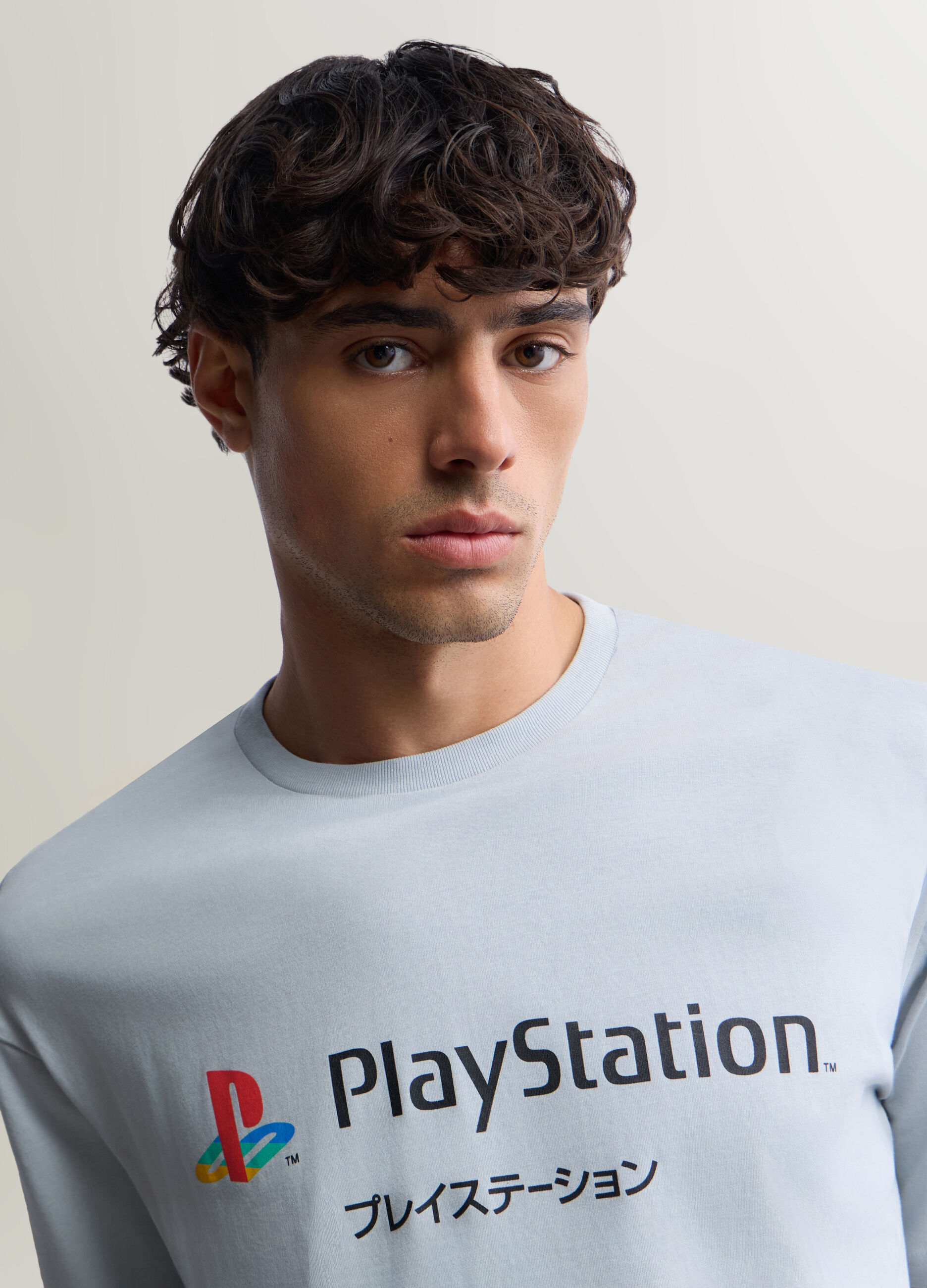 T-shirt girocollo in cotone con stampa Playstation uomo