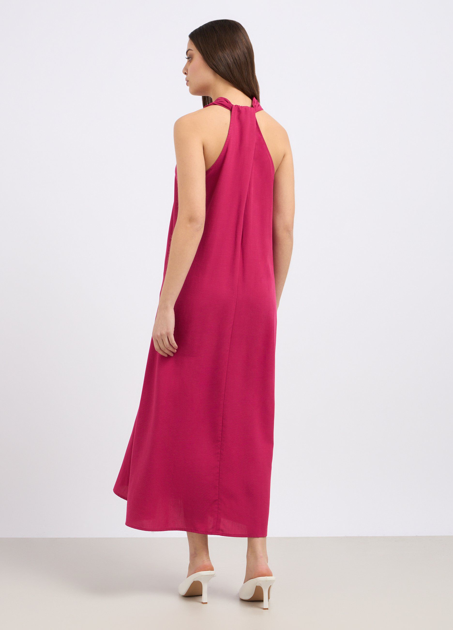 Abito lungo in misto lino donna_1