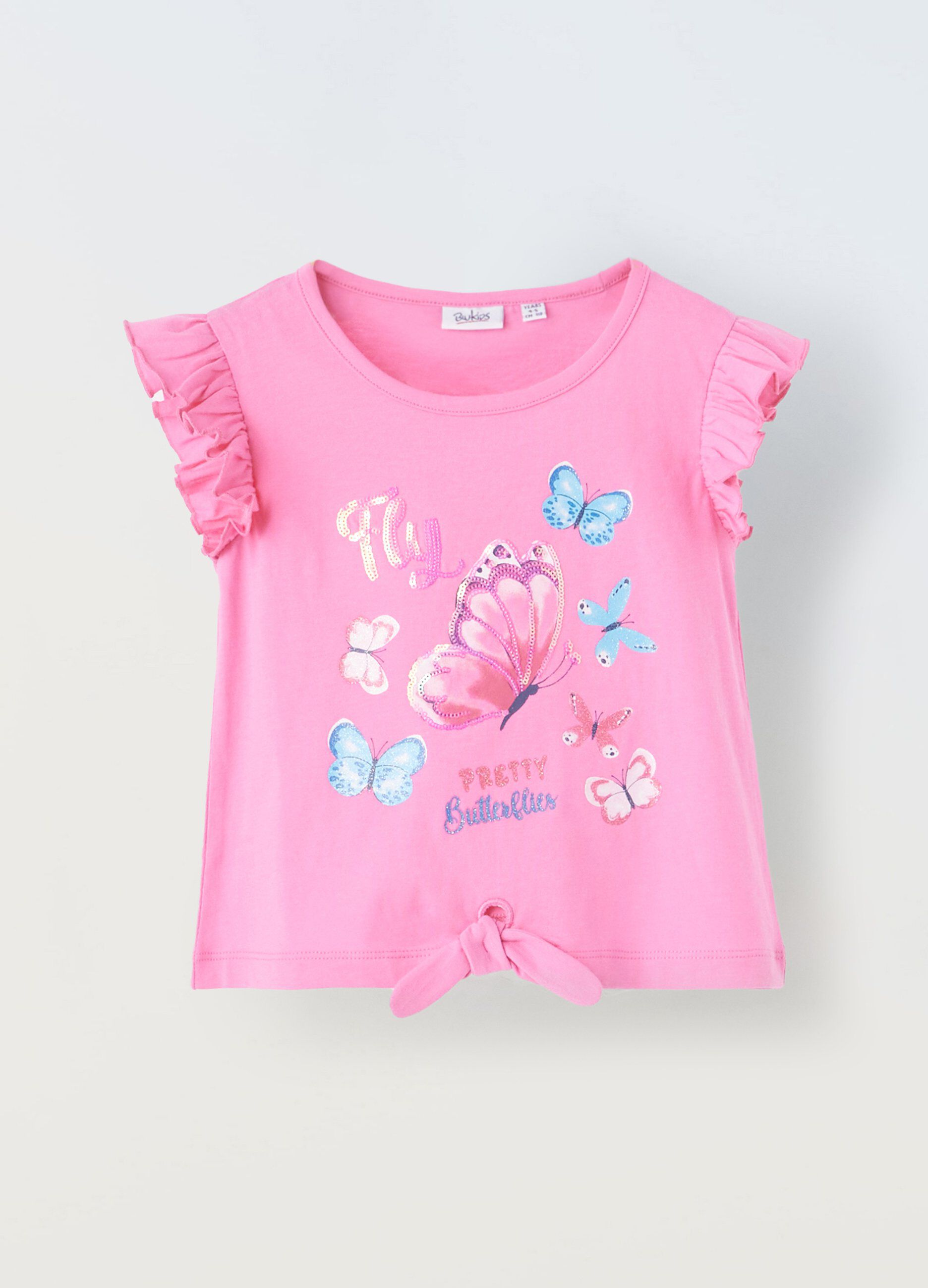 T-shirt con maniche ad aletta bambina