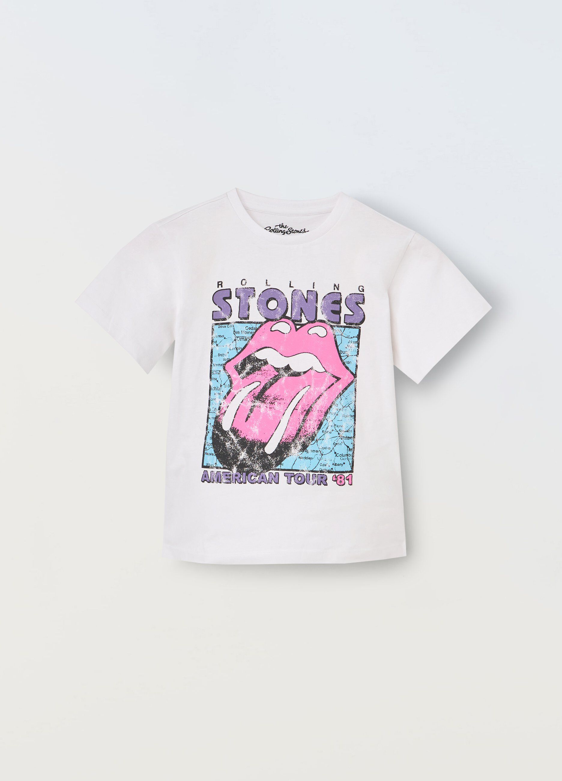 T-shirt in cotone stretch con stampa ragazza_0
