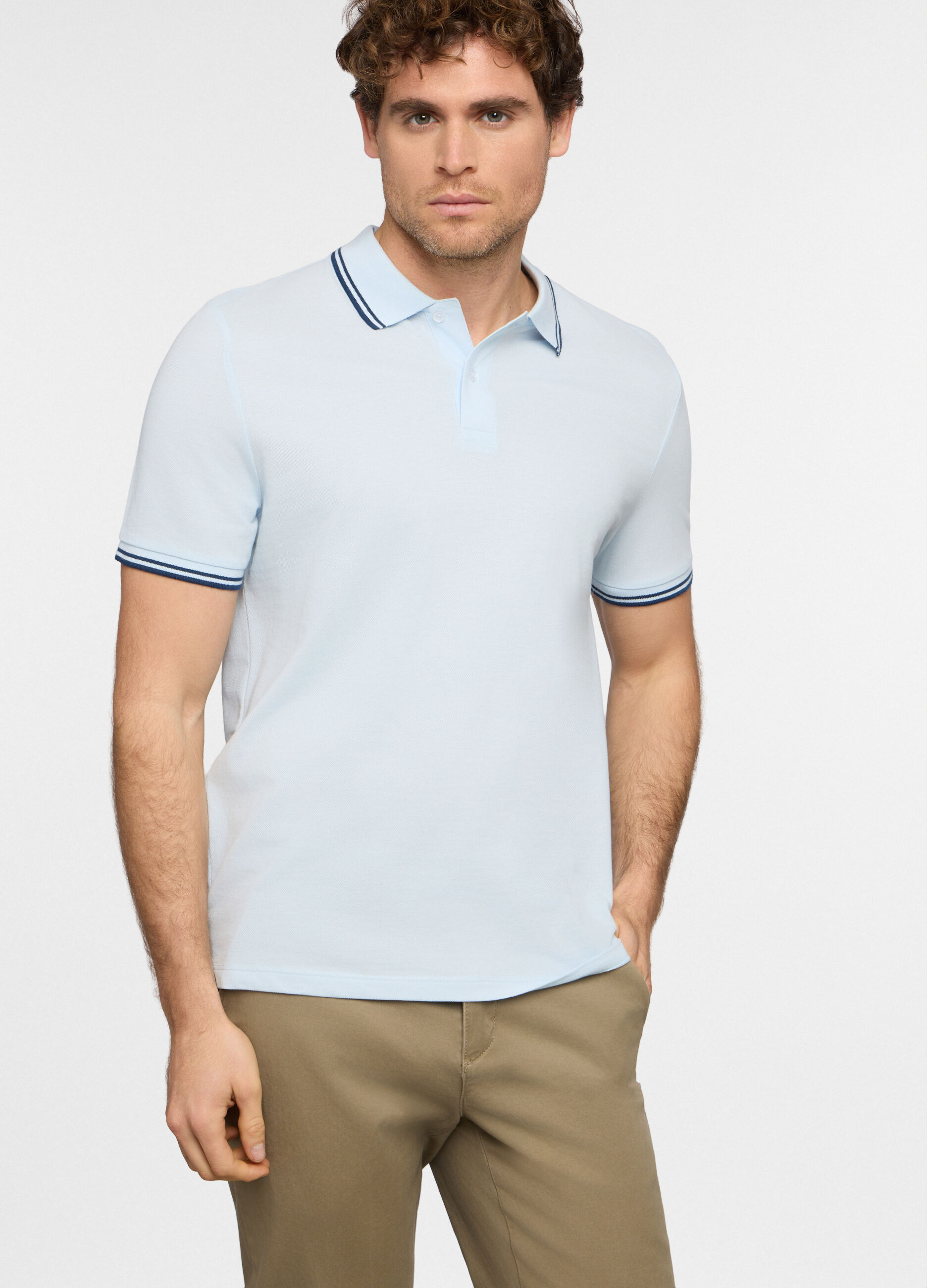 Polo a maniche corte con profilo a contrasto uomo_0