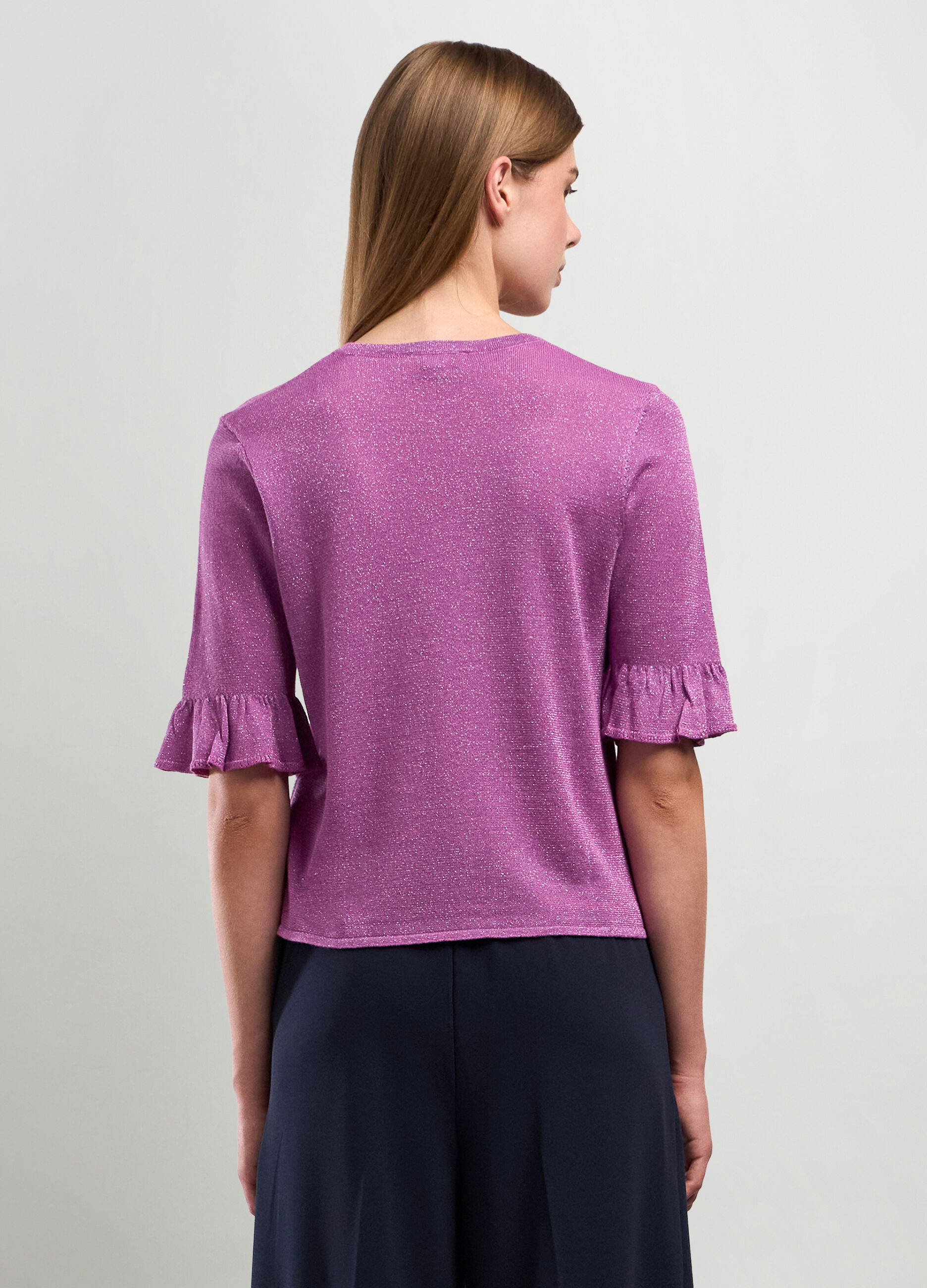 Pullover tricot in misto viscosa con lurex donna_1