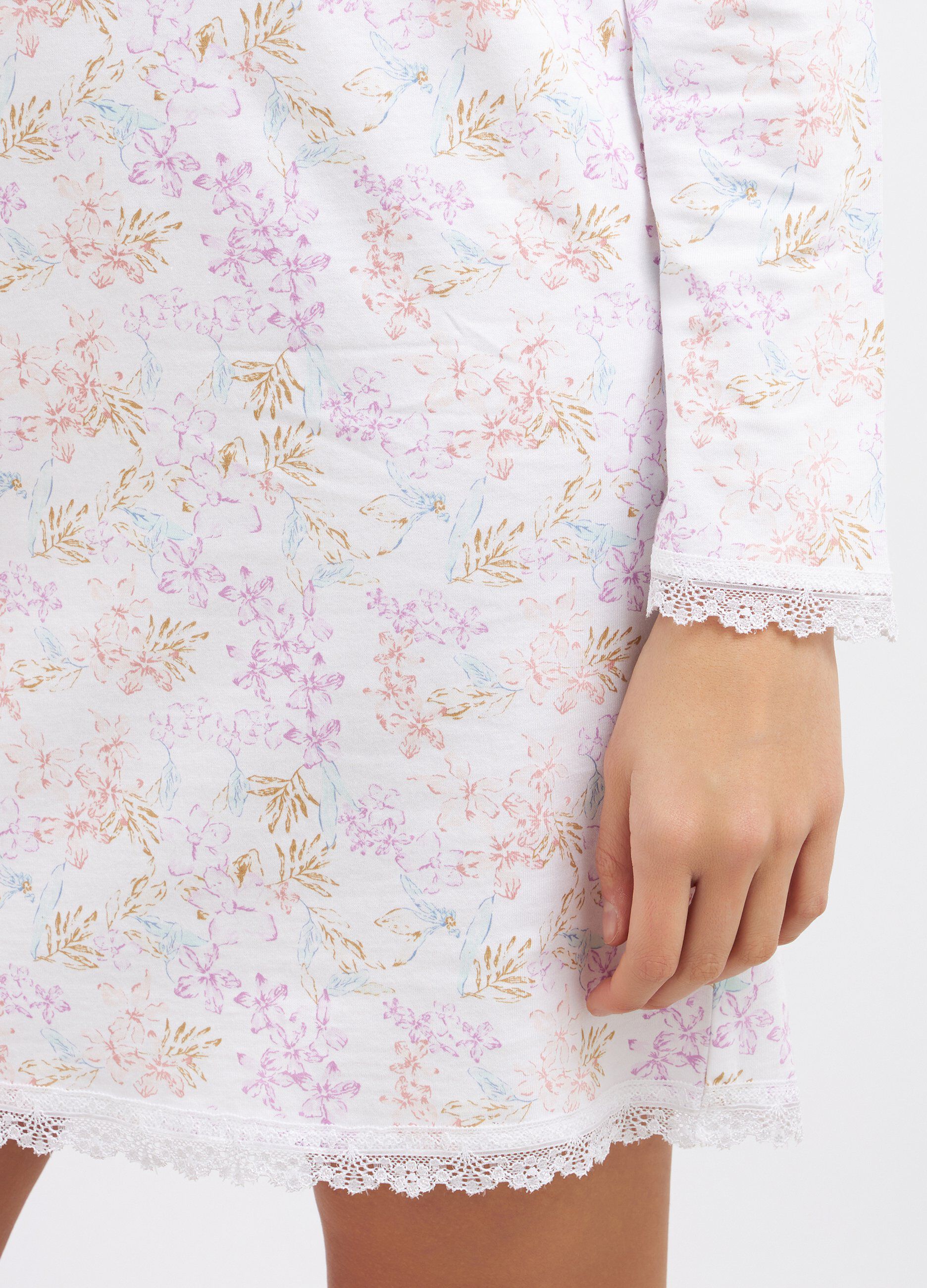 Camicia da notte in misto cotone con pizzo donna_2