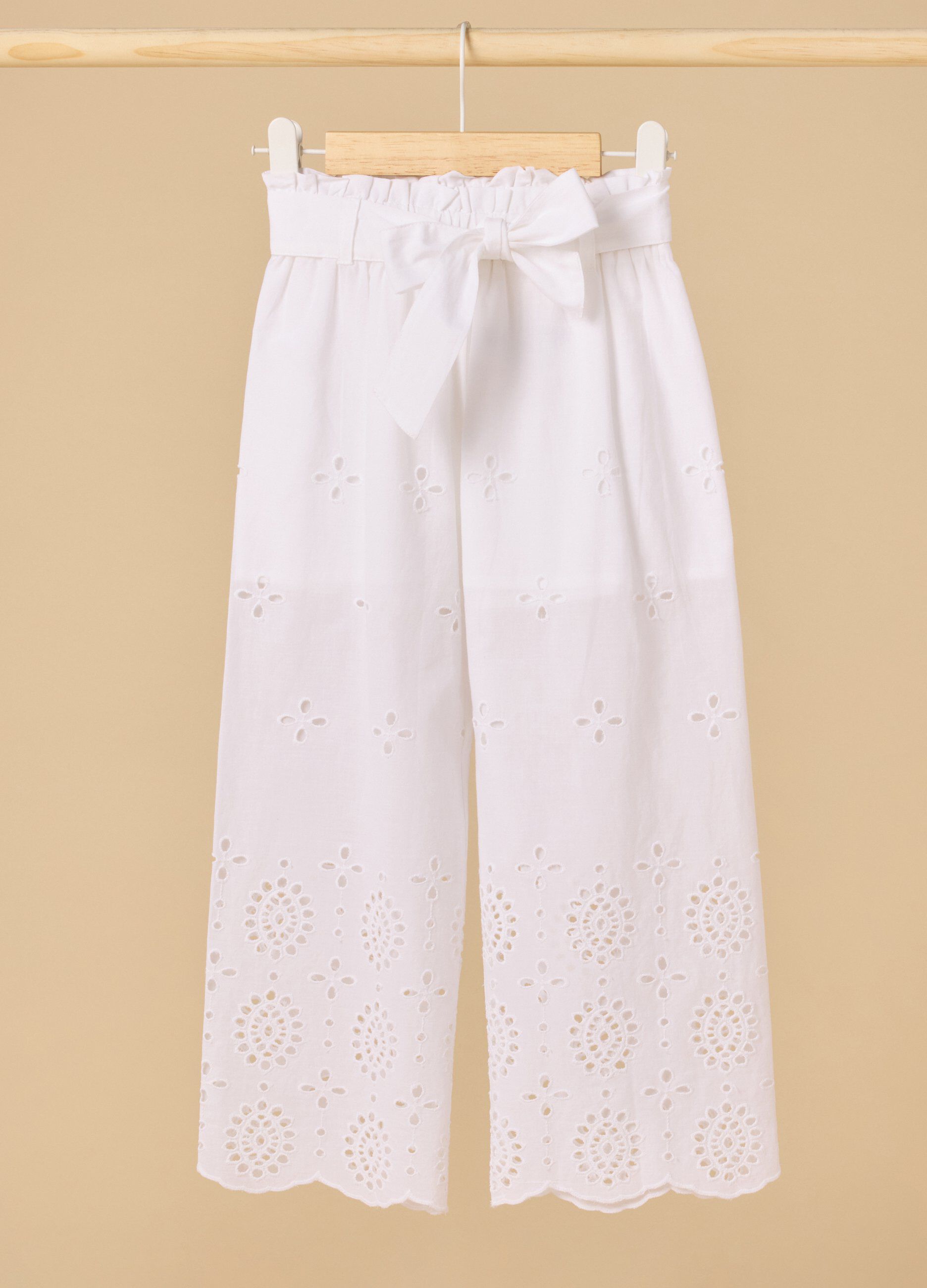 Pantaloni palazzo IANA in puro cotone sangallo bambina