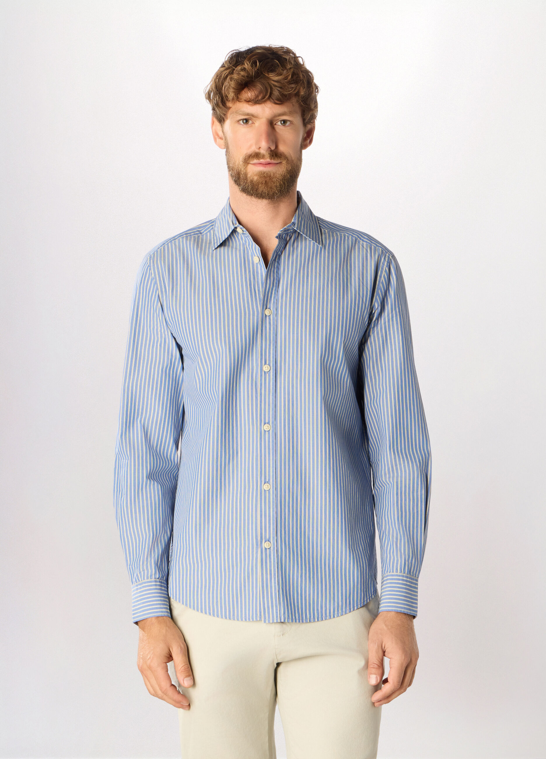 Camicia regular fit a righe uomo_0
