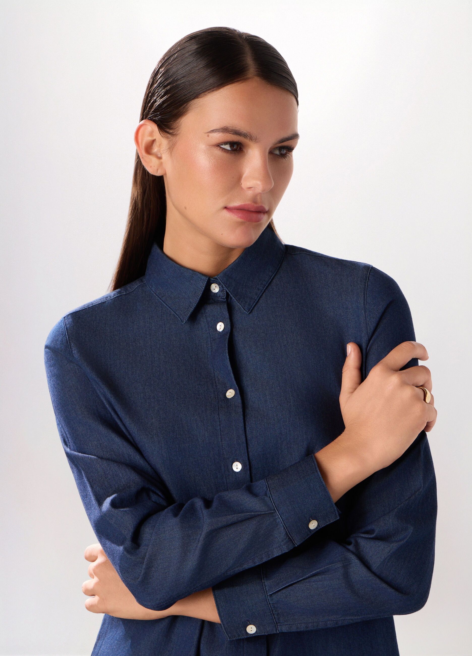 Camicia in denim di puro cotone donna_2