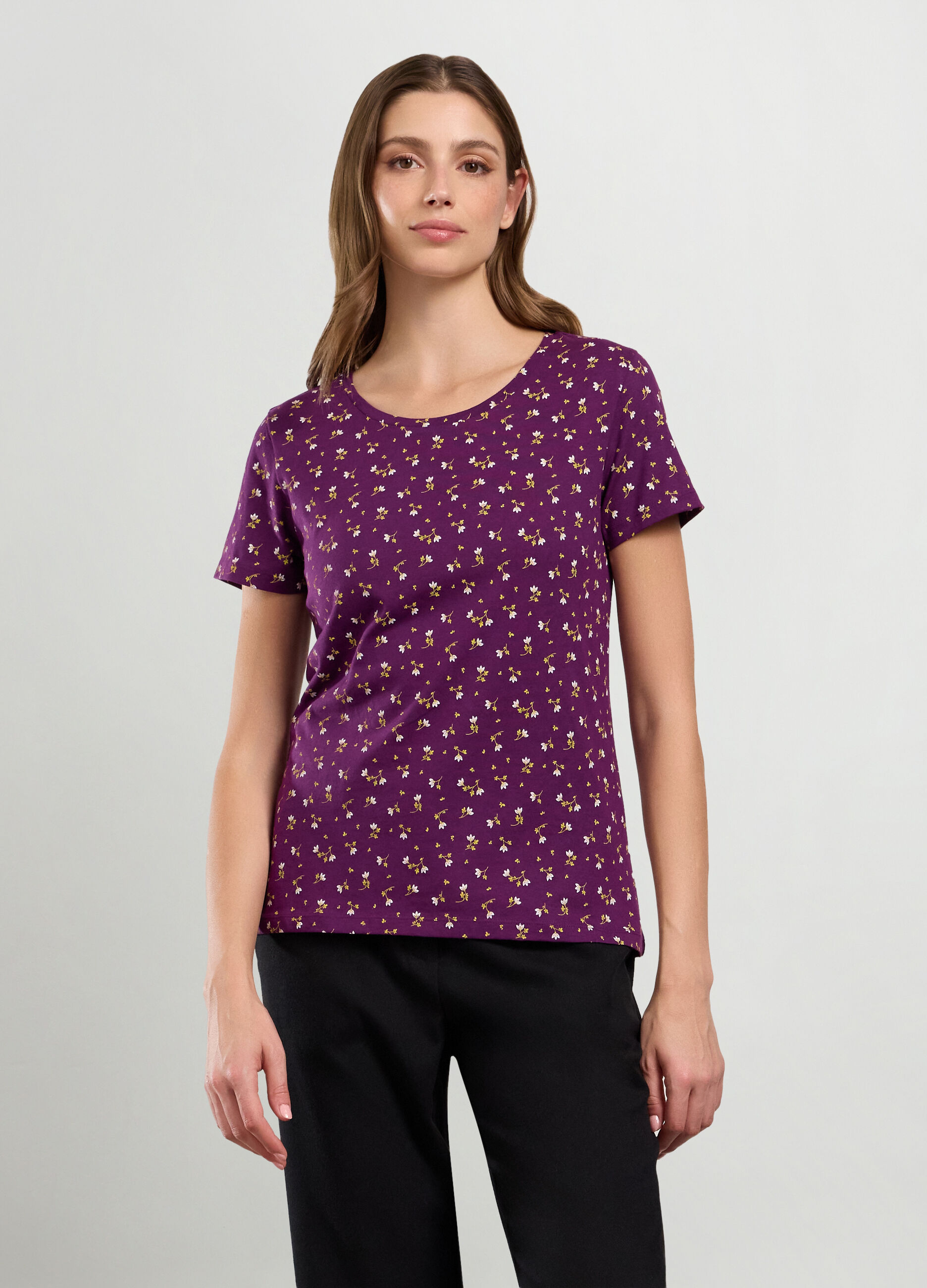 T-shirt in puro cotone con stampa donna_0