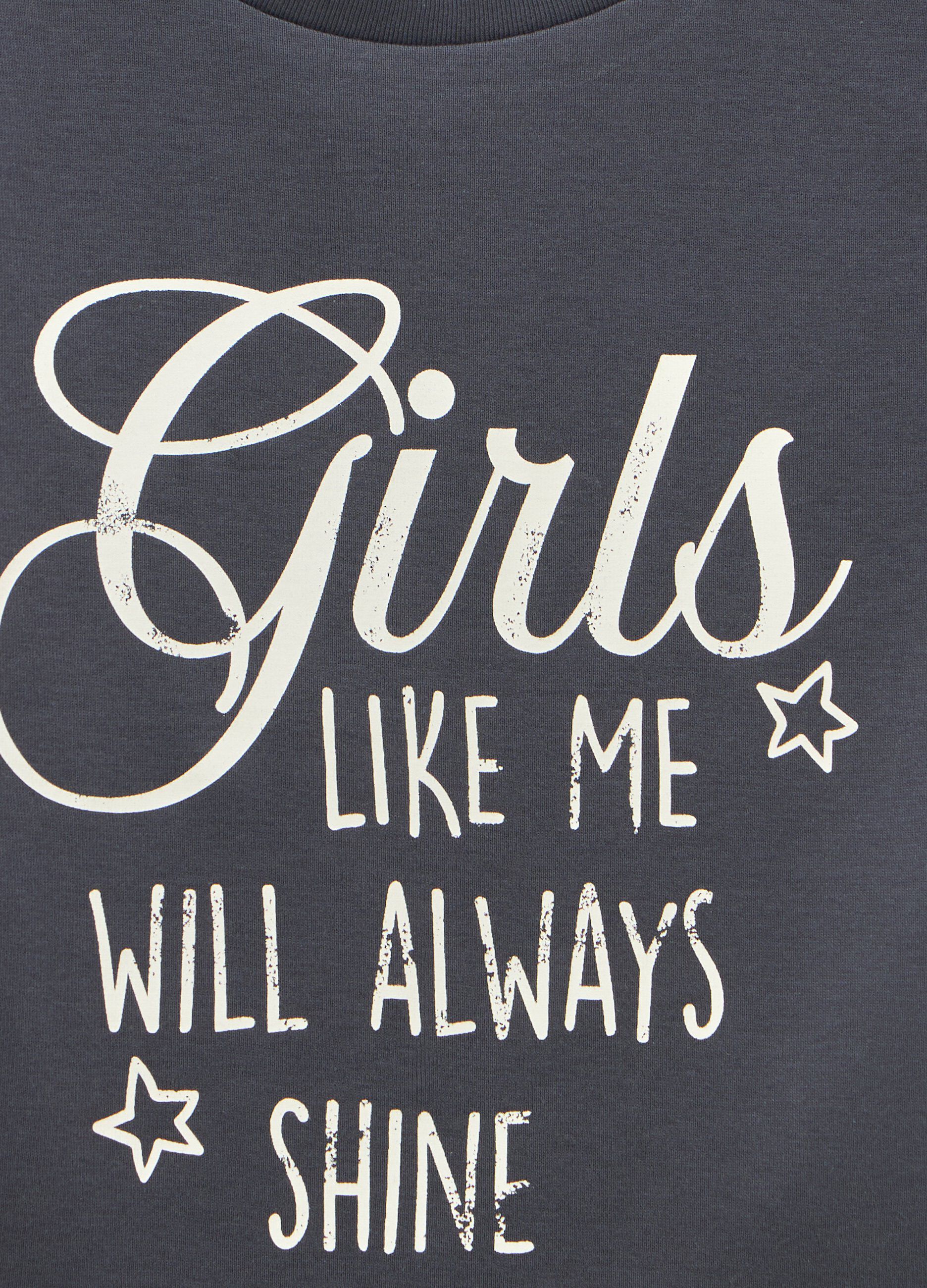 T-shirt a girocollo in puro cotone ragazza_1
