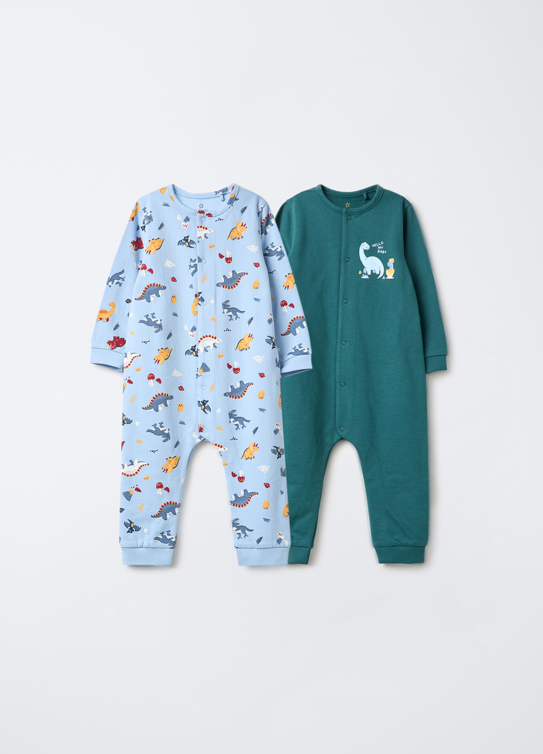 Pack 2 tutine pigiama in felpa di puro cotone neonato_0