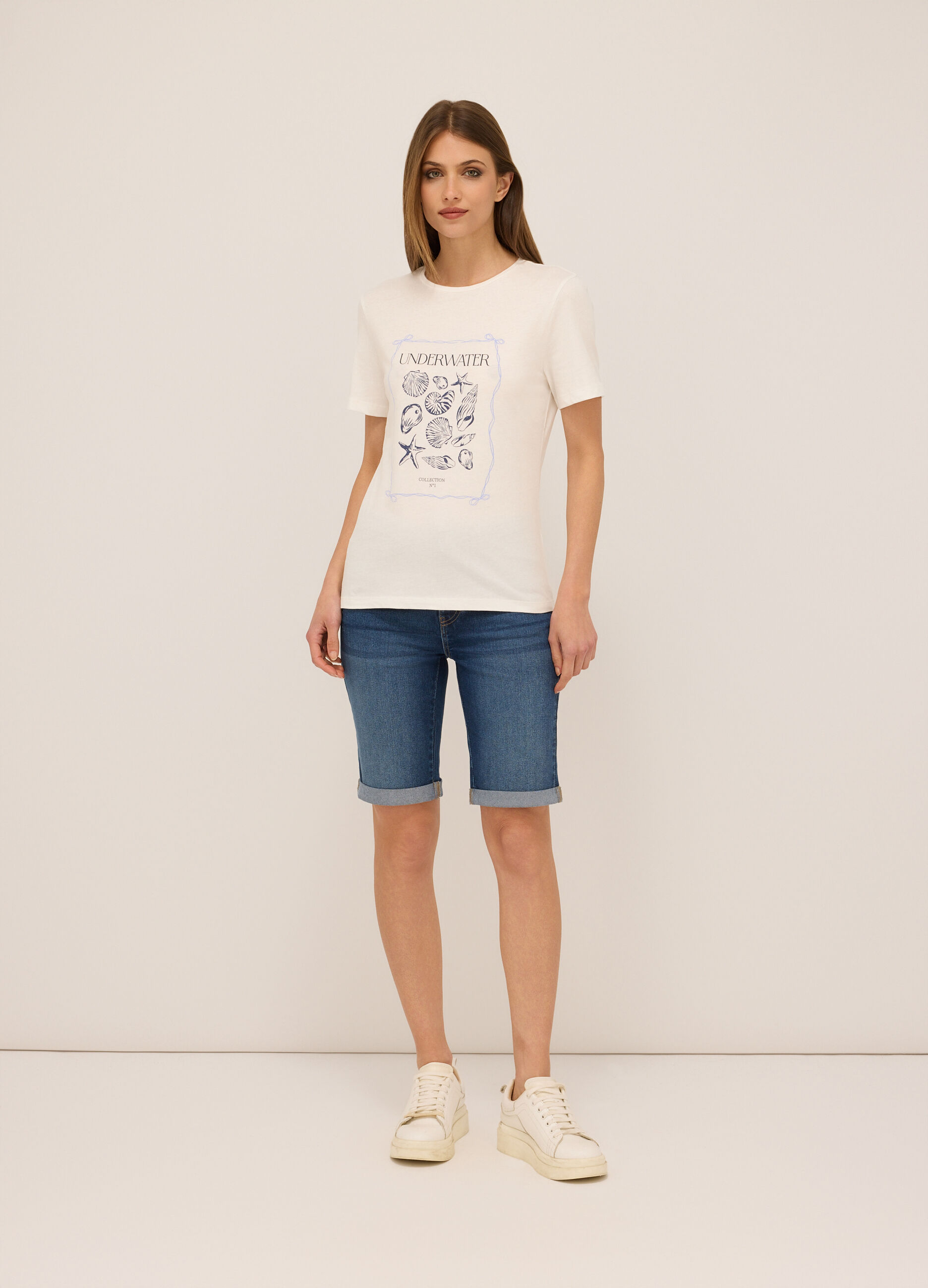 Bermuda in jersey di misto cotone donna_0