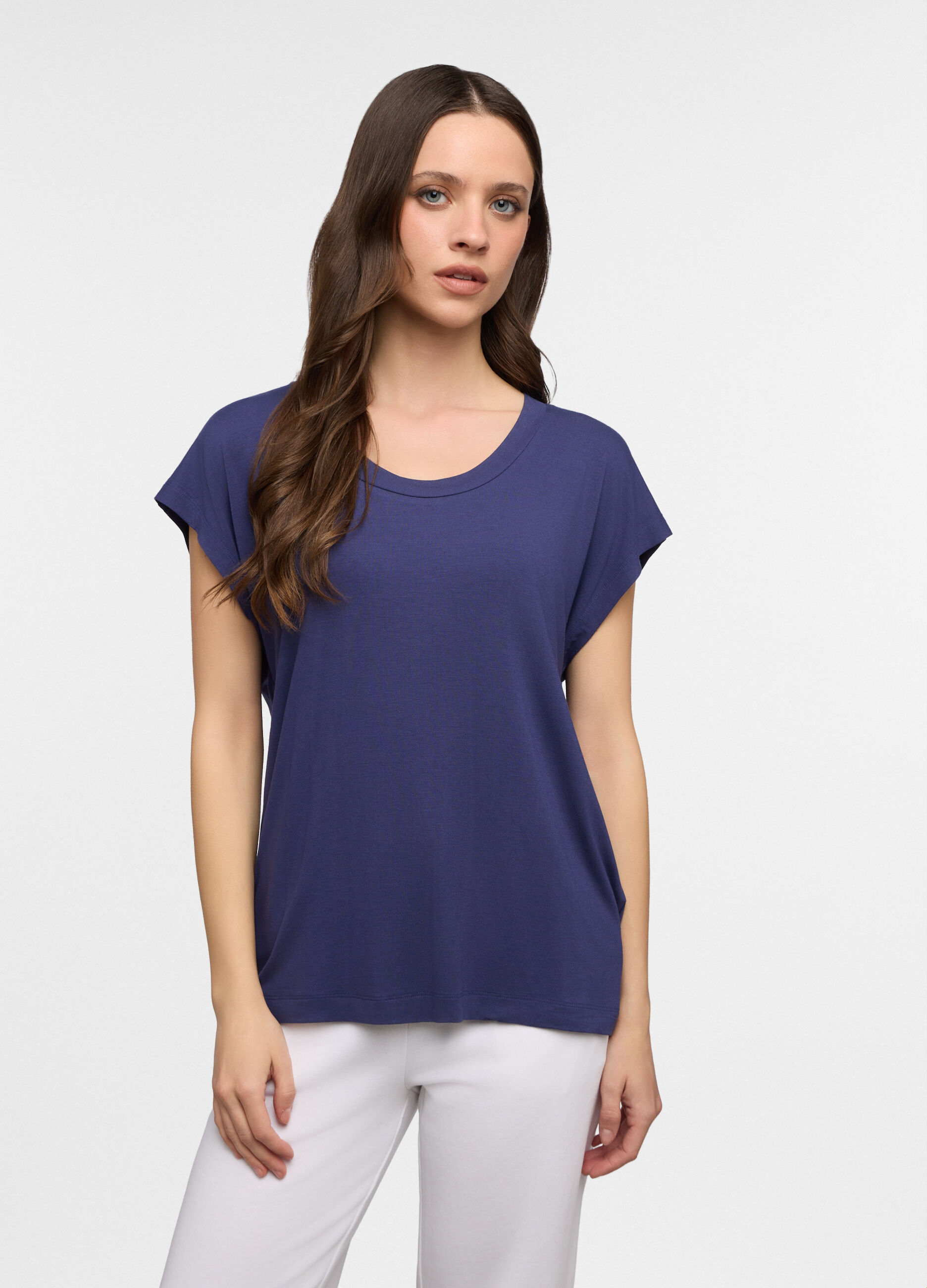 T-shirt girocollo stretch donna_0